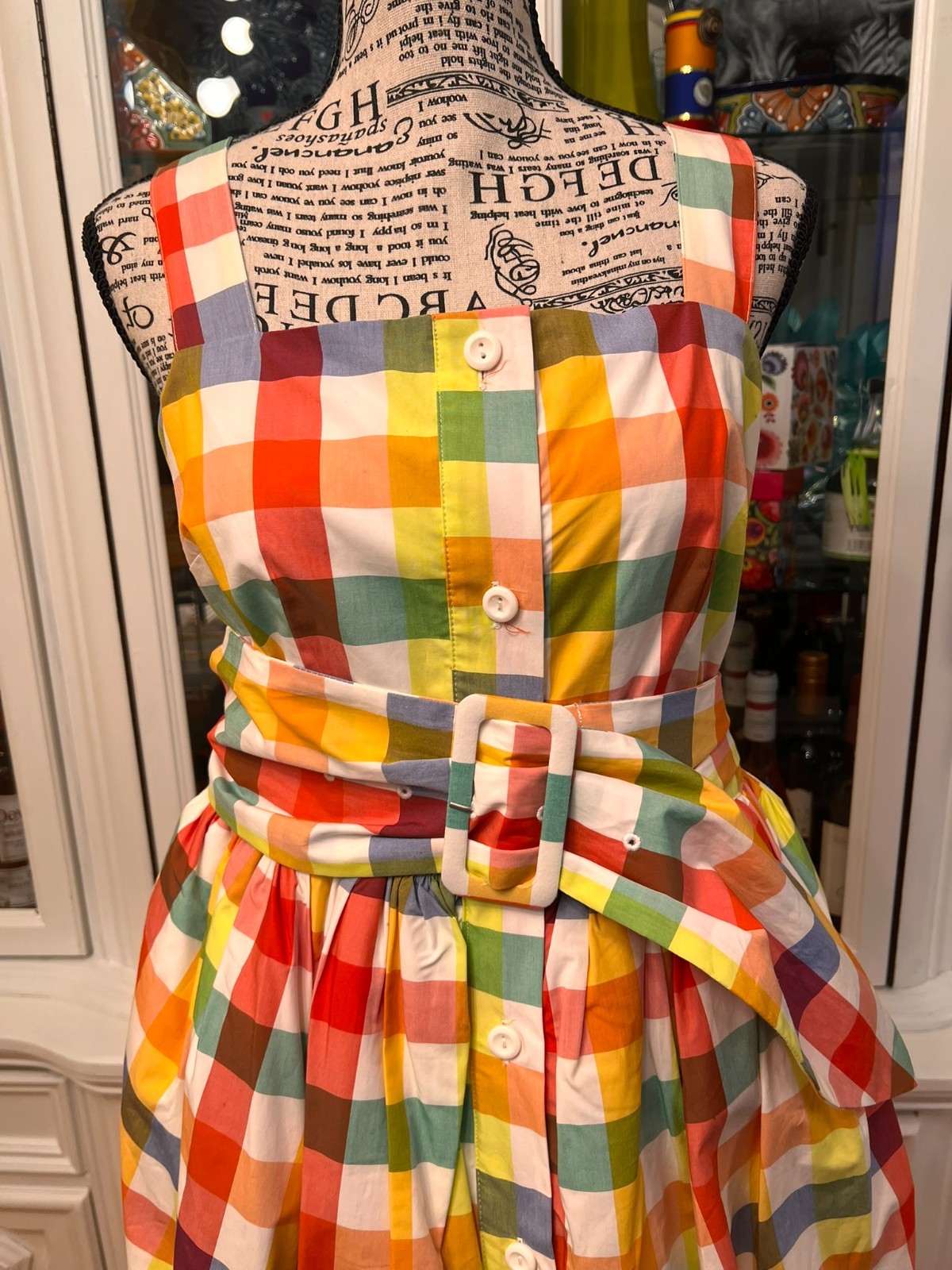 Christopher John Rogers Multicolor Gingham Sundress with Petticoat and Belt 10