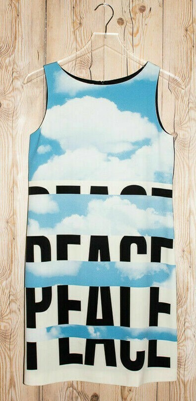 Moschino Cheap Chic Sky Blue Cloud Peace Italian Dress USA Sz 4 Small S $495