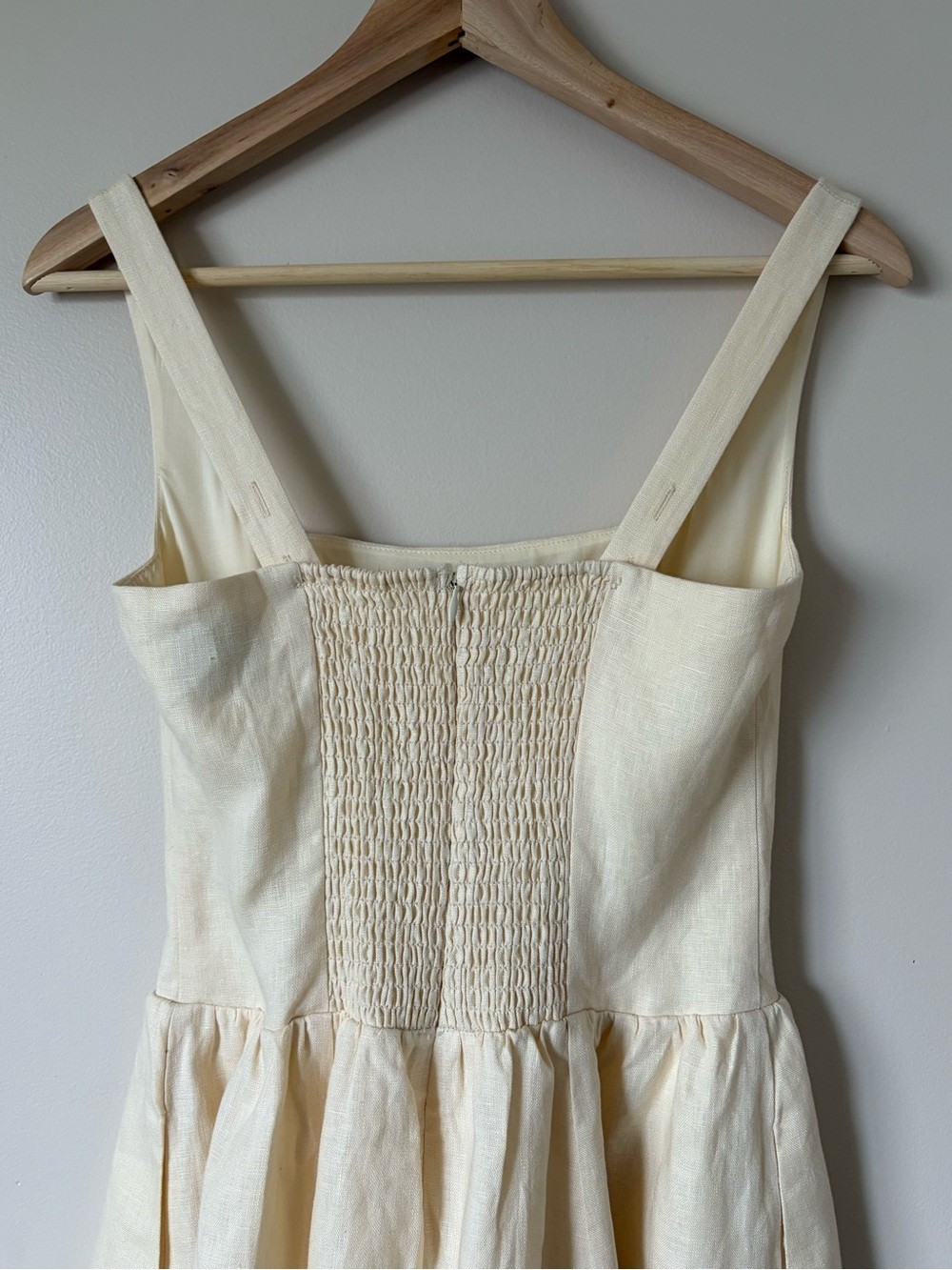 NEW Reformation Janu Square Neck Midi Linen Dress Sugar Light Yellow US 0 UK 4