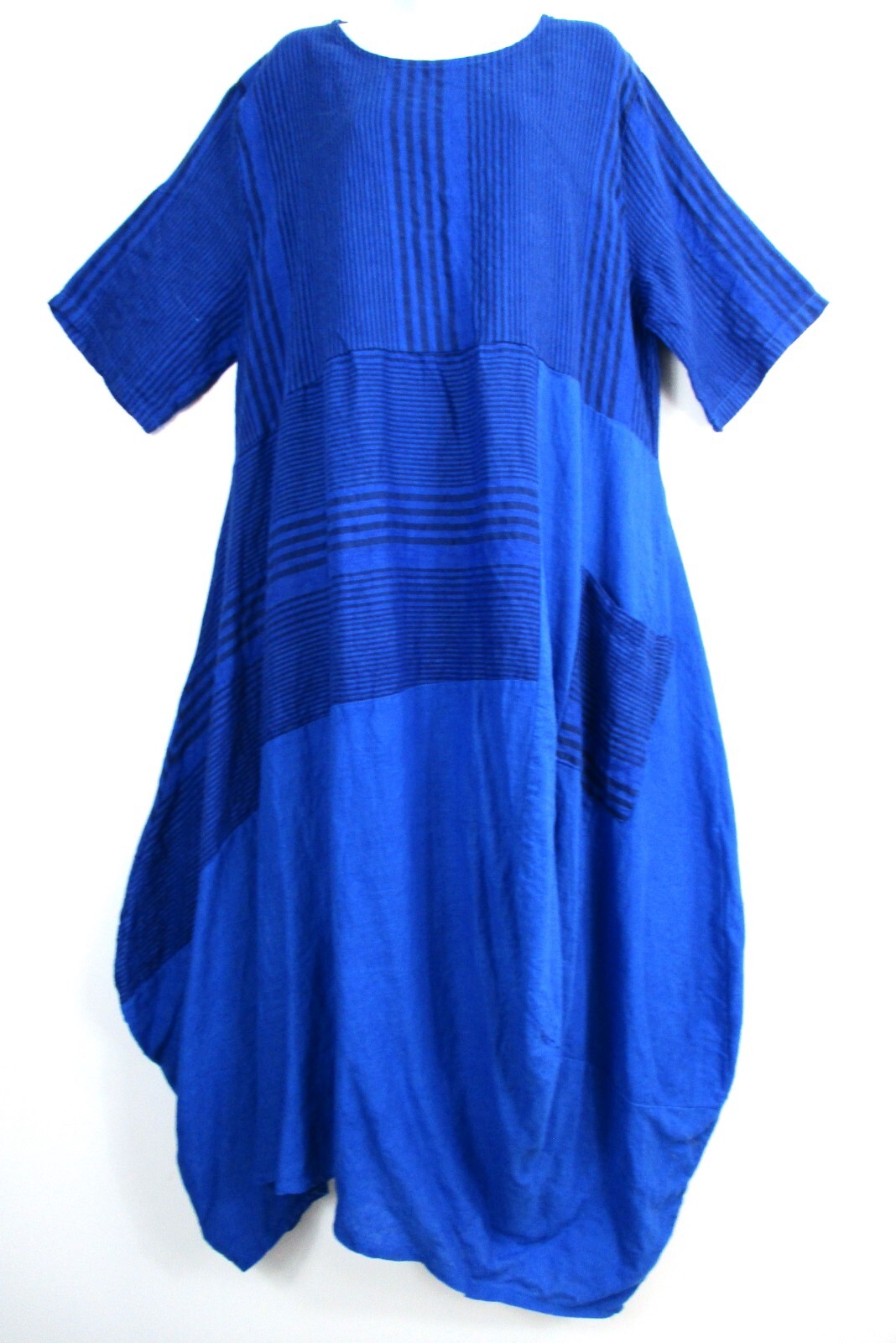 Lagenlook Ladies Pure Linen Long Summer Dress One Pockets One Size: Plus