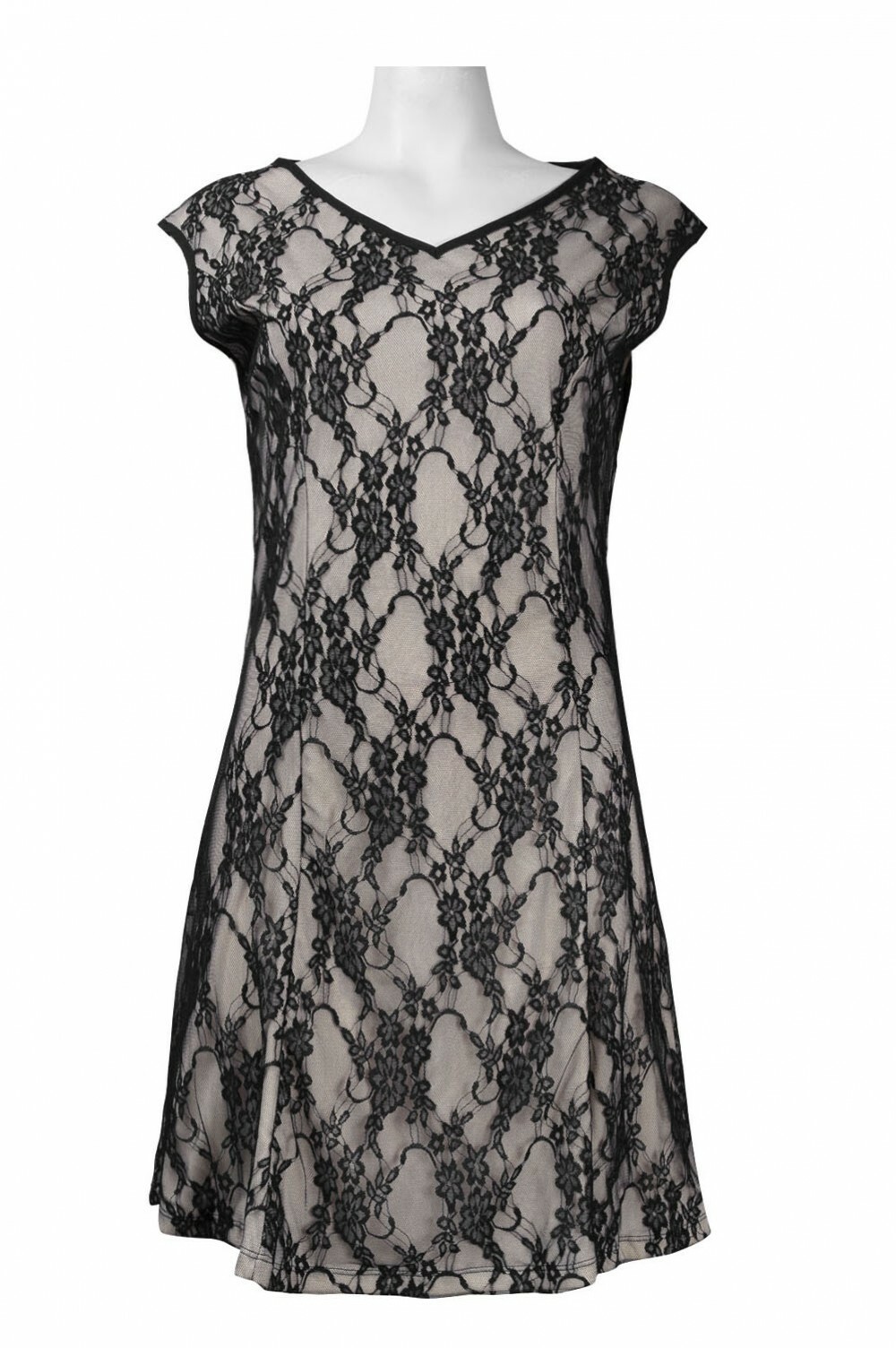AA Studio Day Dress Size 12 14 16 Floral Lace Overlay Shift Black Nude NWT