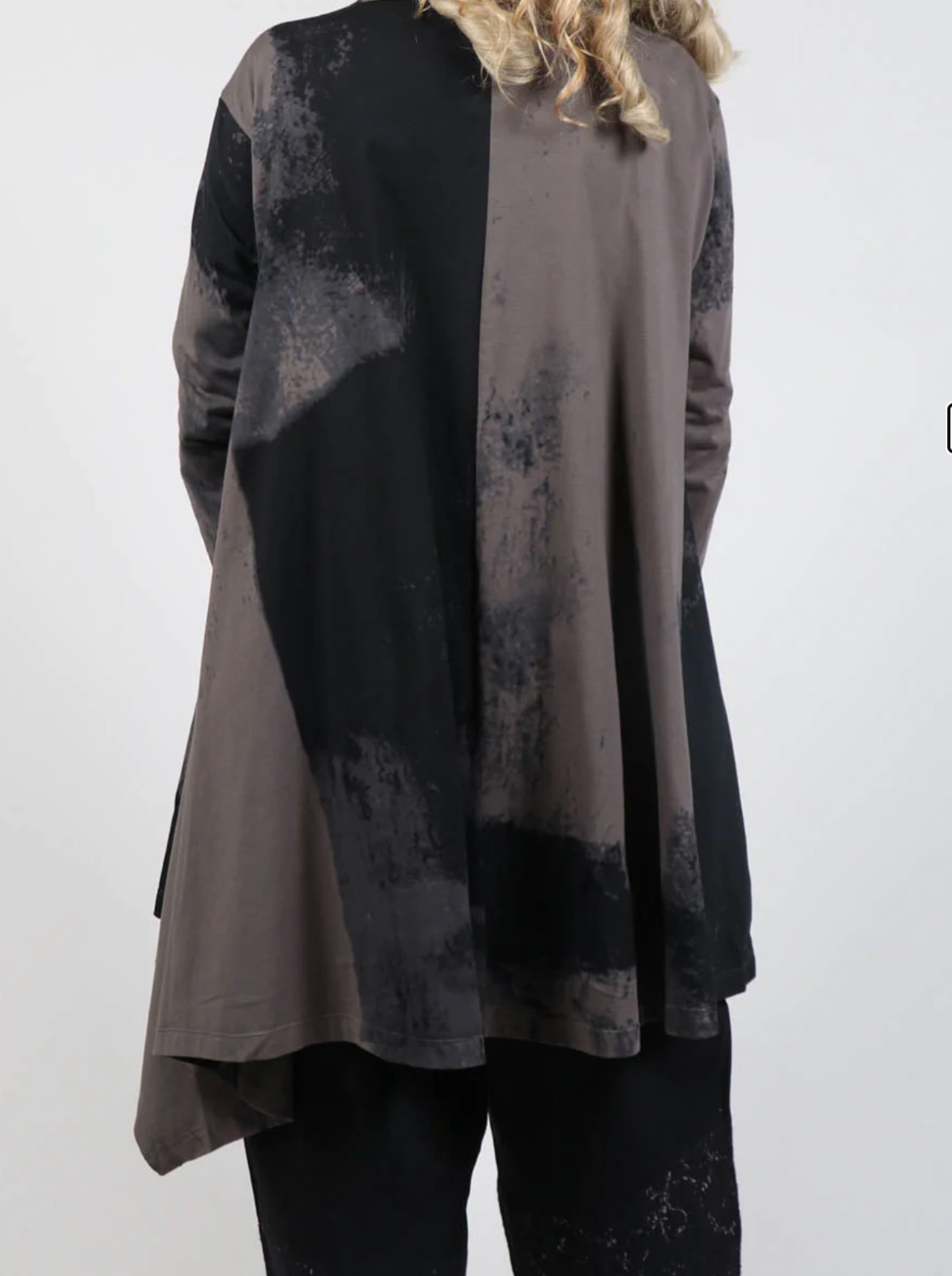 MOYURU TUNIC TOP High Low Hankerchief Hem Brown-Black Cotton M NEW