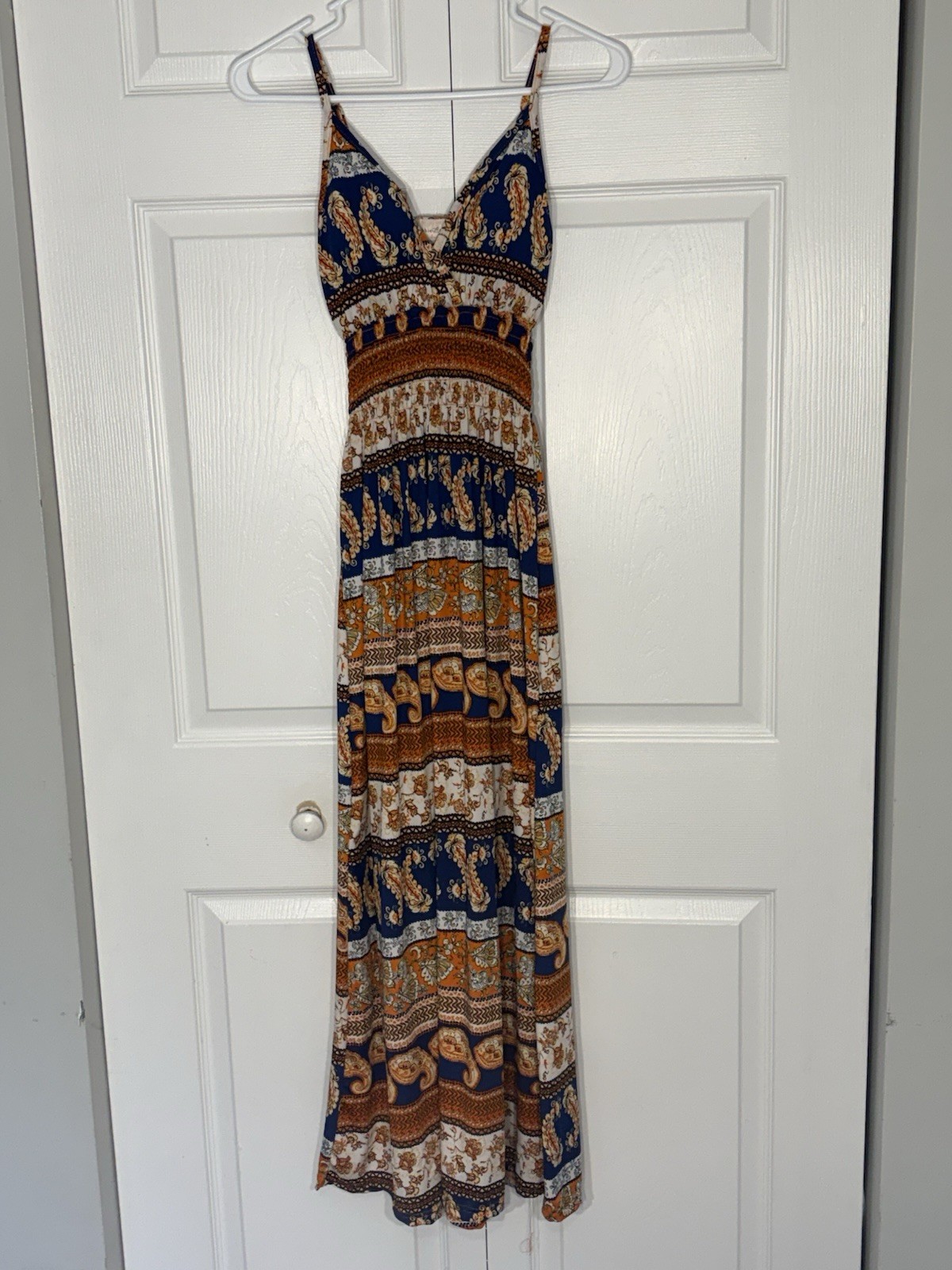 Bobbie Brooks Paisley Smocked Maxi Dress M (A4)