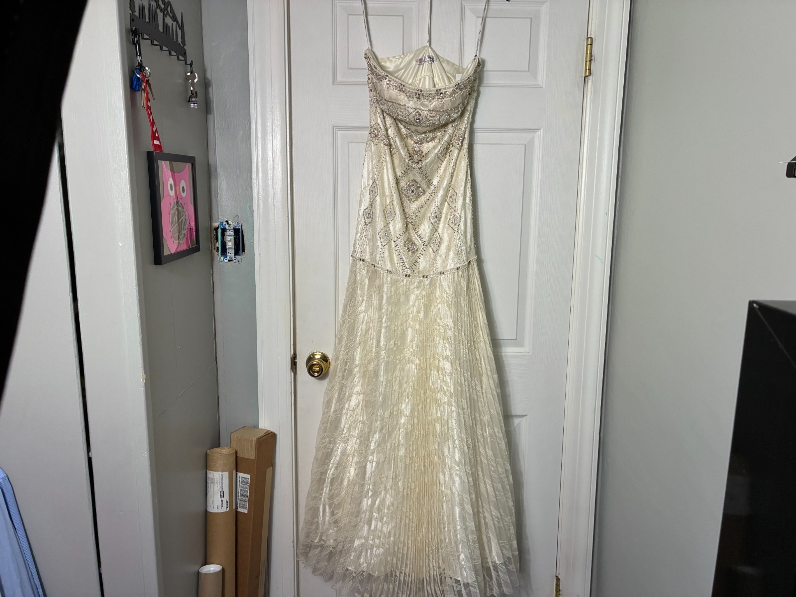 Suewong Beaded White Dress Size 6