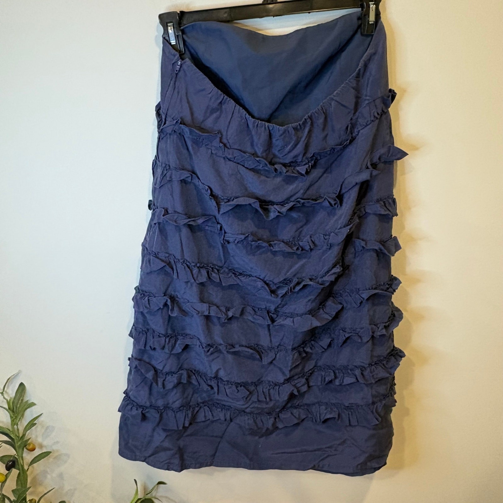 Gap Y2K Deep Blue Strapless Ruffle Mini Dress Size 14