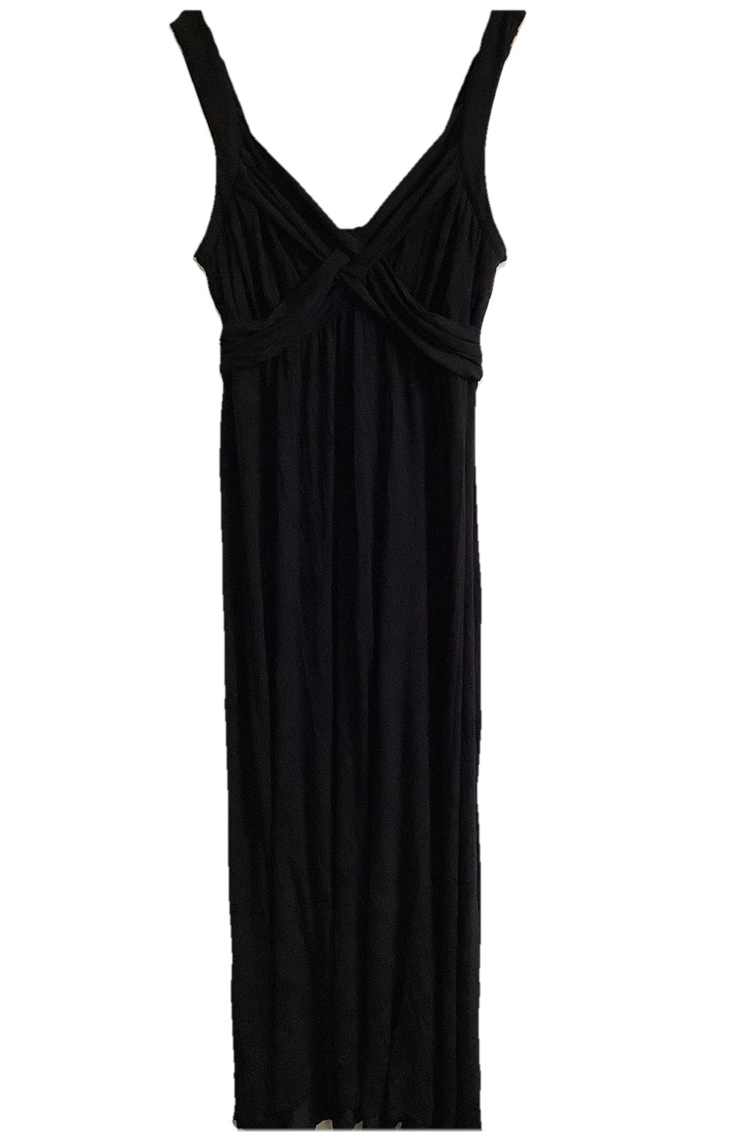 NY&Co Black Twist Front V-Neck Maxi Dress Medium M