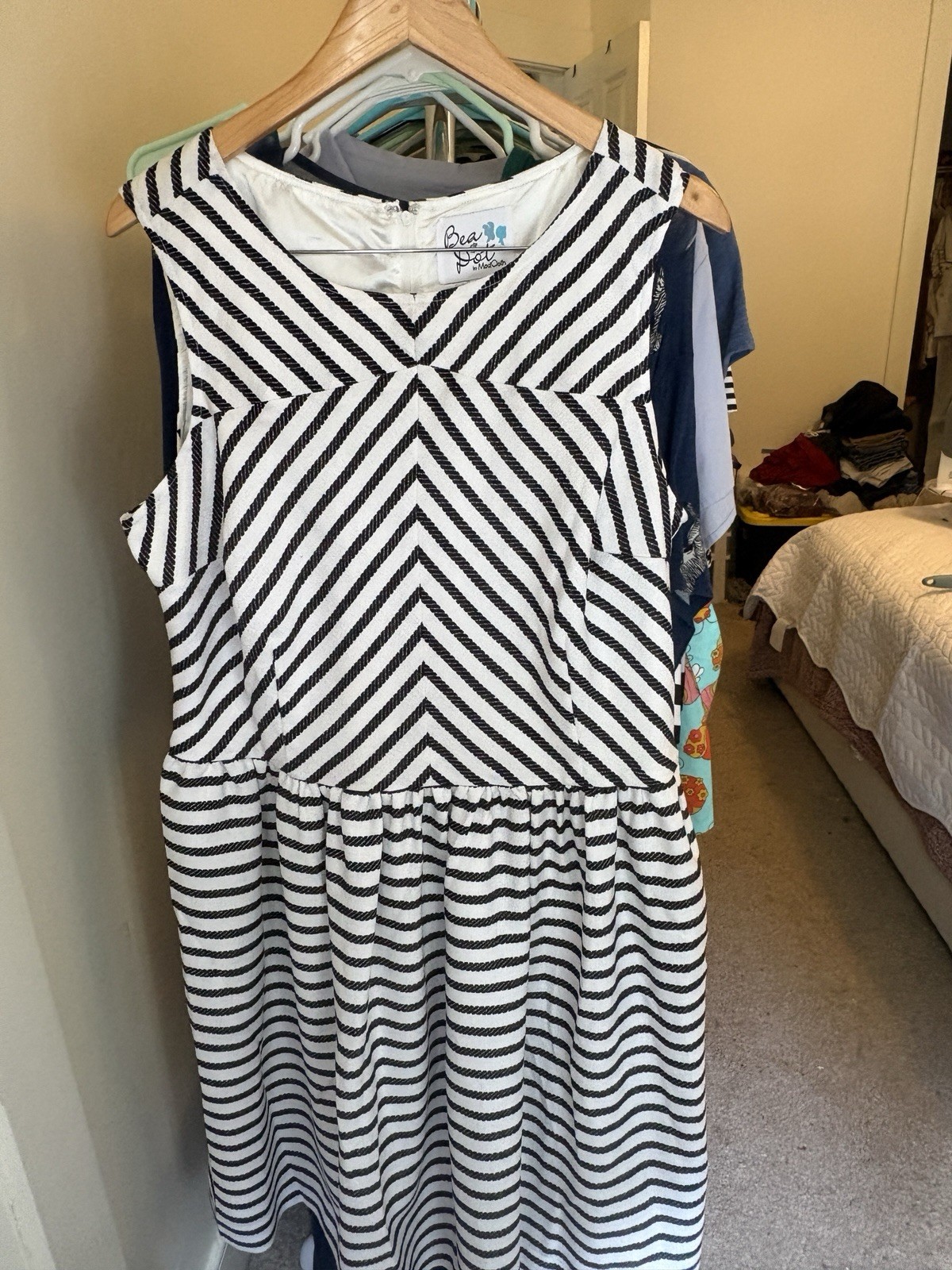 NWOT 2X ModCloth brand Bea & Dot black and white striped, sleeveless, dress