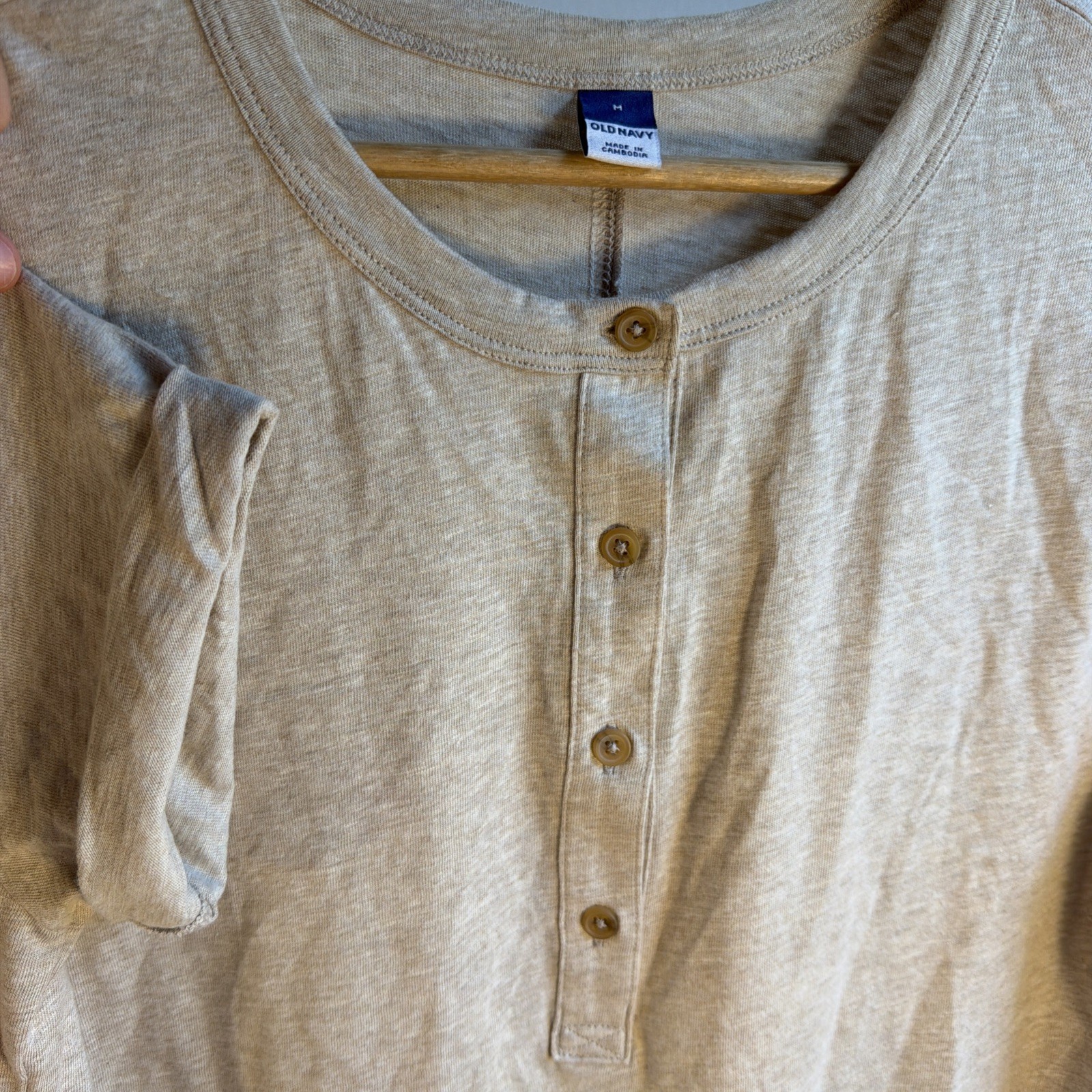 Old Navy Short-Sleeve Women’s Henley Long Tee Dress Oatmeal Heather Medium