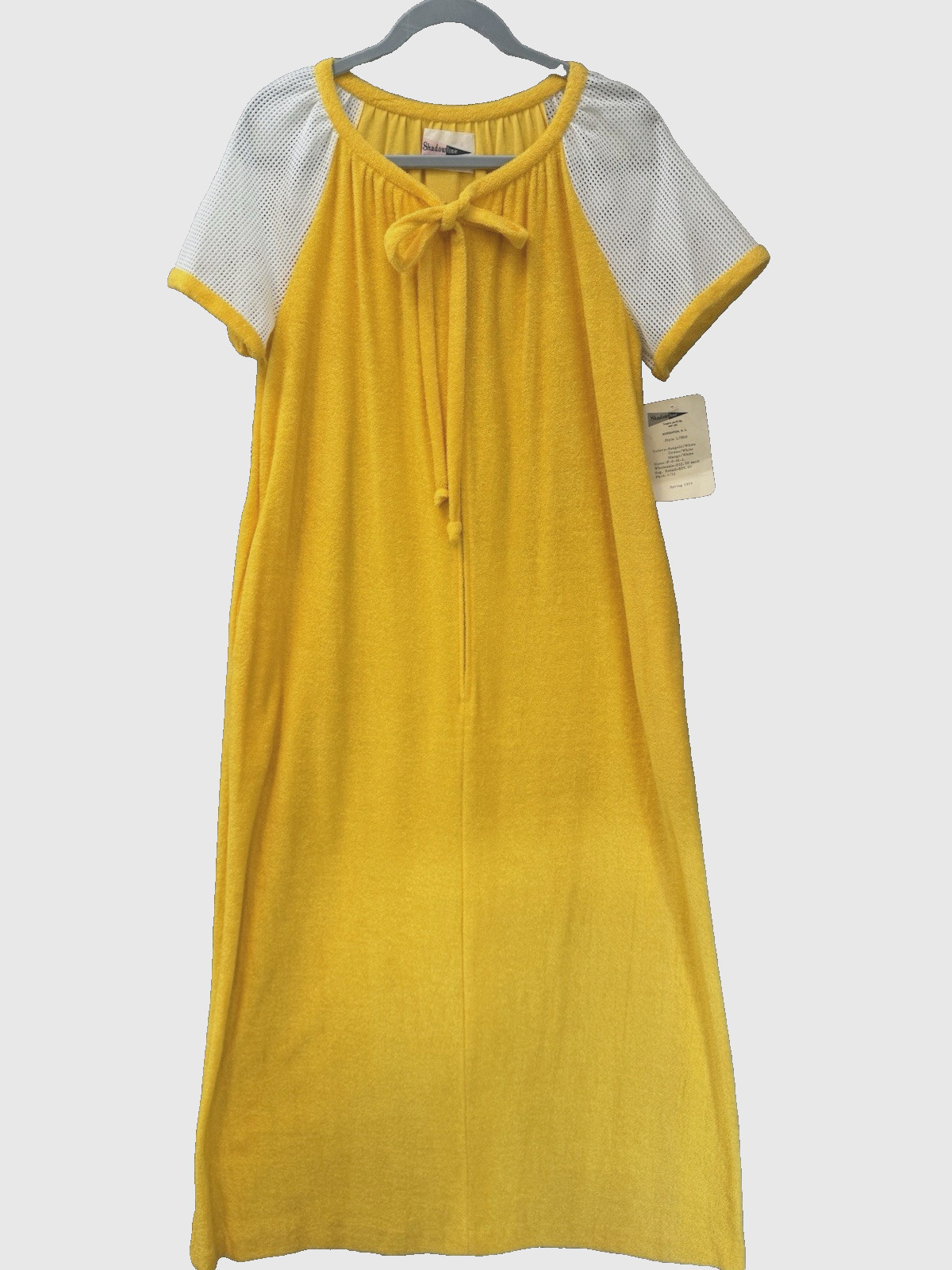 VTG Shadowline Coverup Loungewear Maxi Cotton Terry Dress DEADSTOCK w/Tag Sz S/M