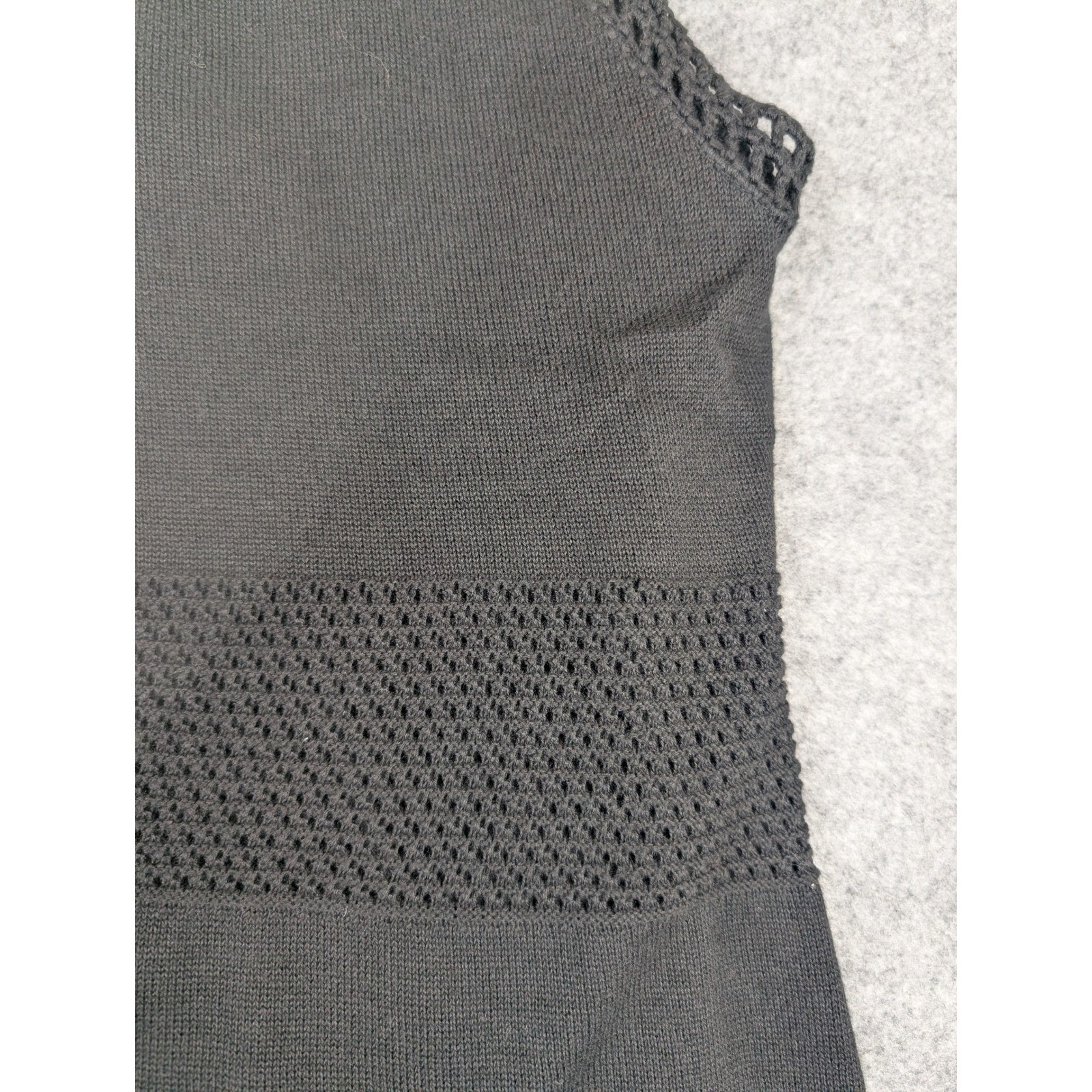 Dakini Black Knit Sleeveless Dress Crochet Back Medallion V-Neck Womens Large