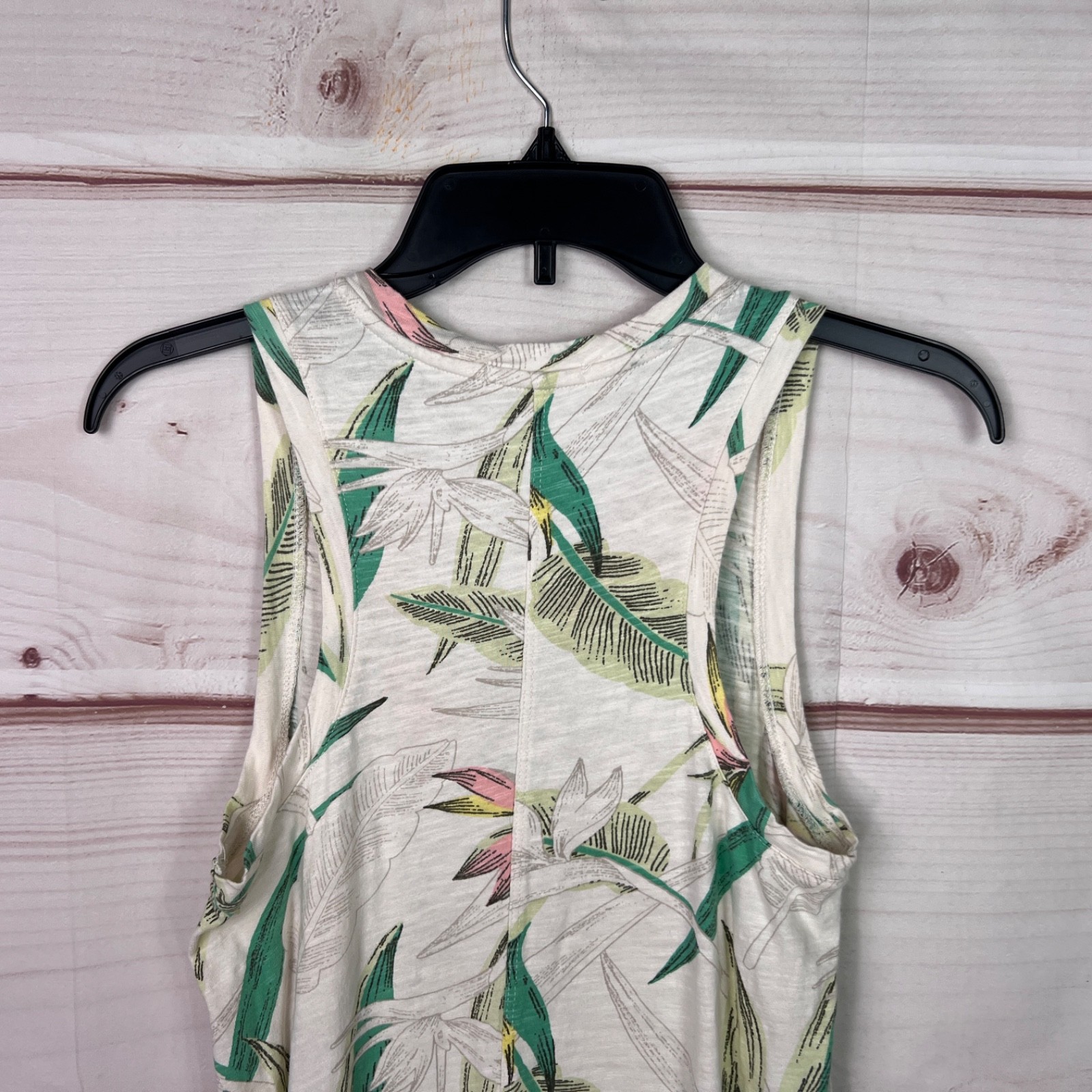 Z Supply Dress Womens XS White Leaf Print Tank Midi Sleeveless V-Neck Cotton