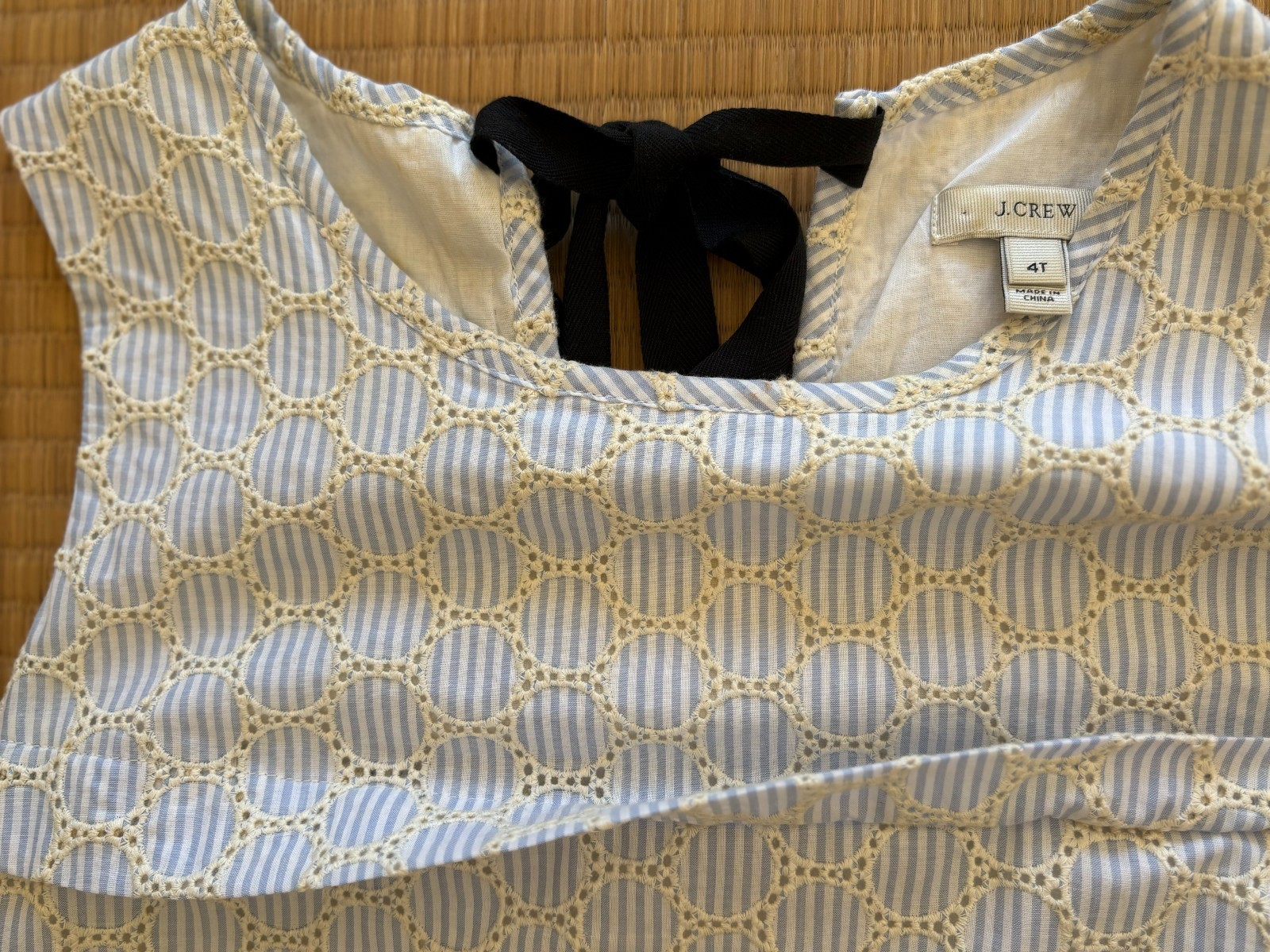 JCrew Blue White Seersucker Eyelet Shift Lined Side Pocket Dress New wo Tag sz 4