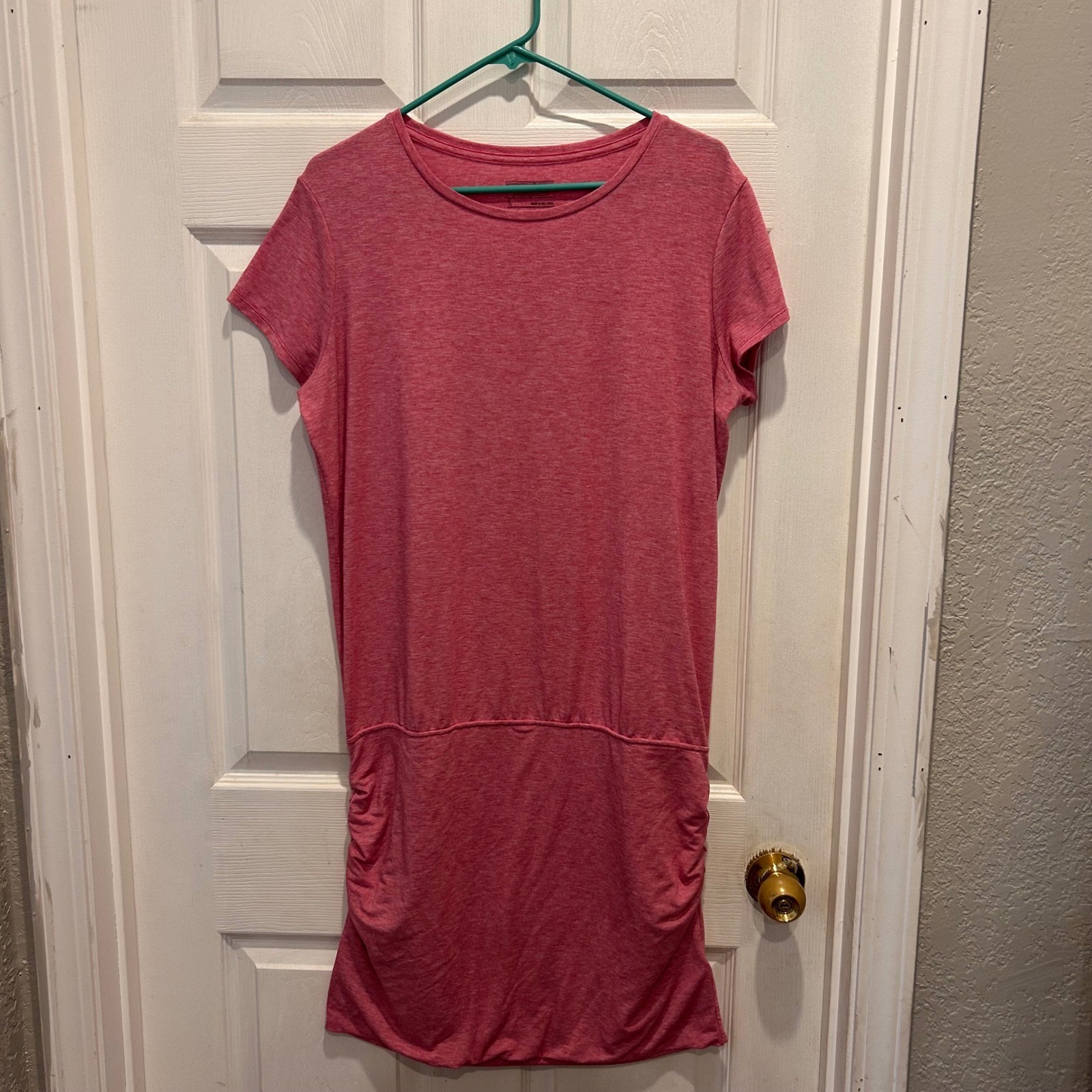 Patagonia Womens Glorya Active Dress Size L Pink Heathered Ruched Athleisure