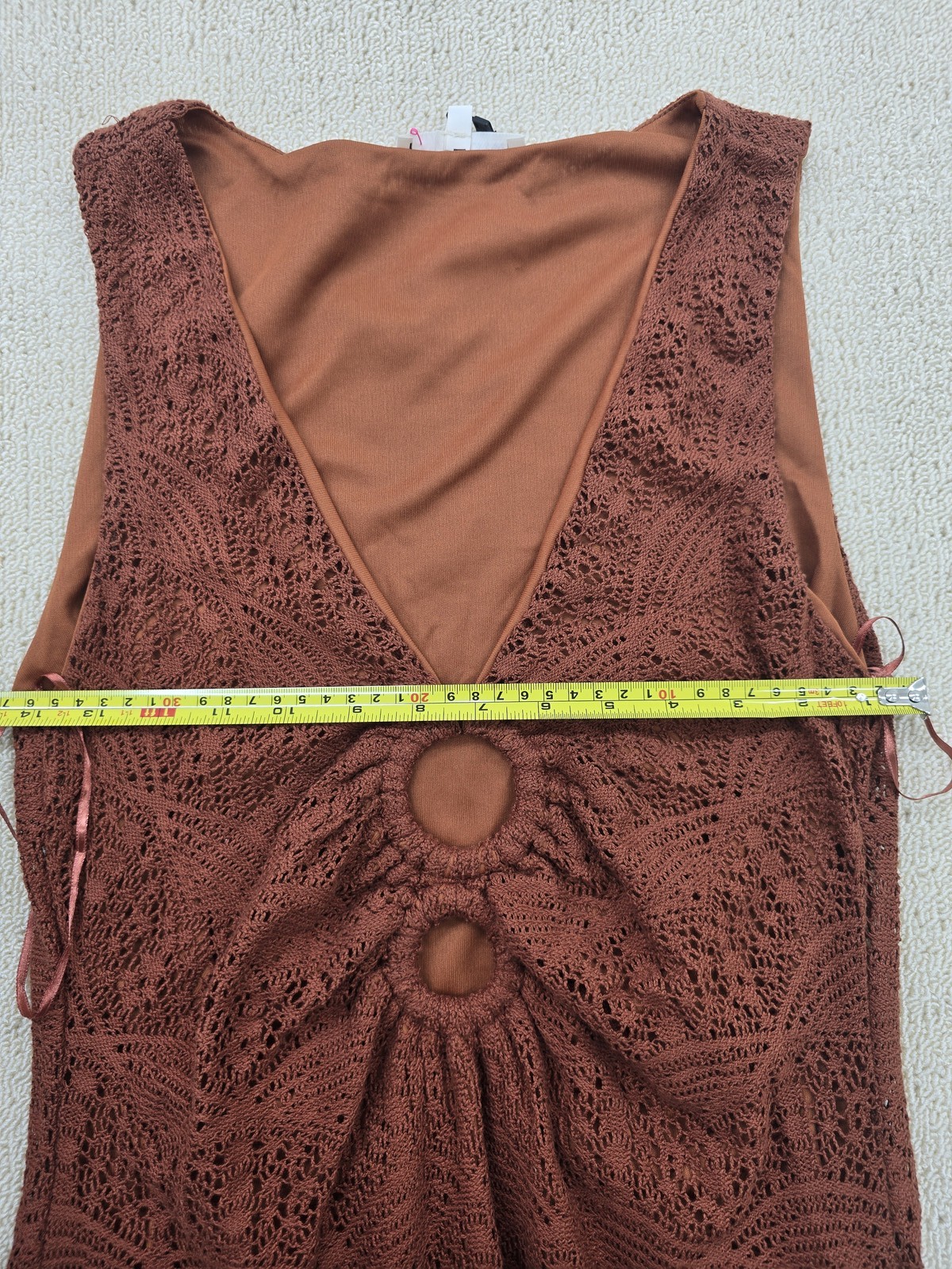 Melange x Kotn Rust Sleeveless Fringe Knit Dress L Women
