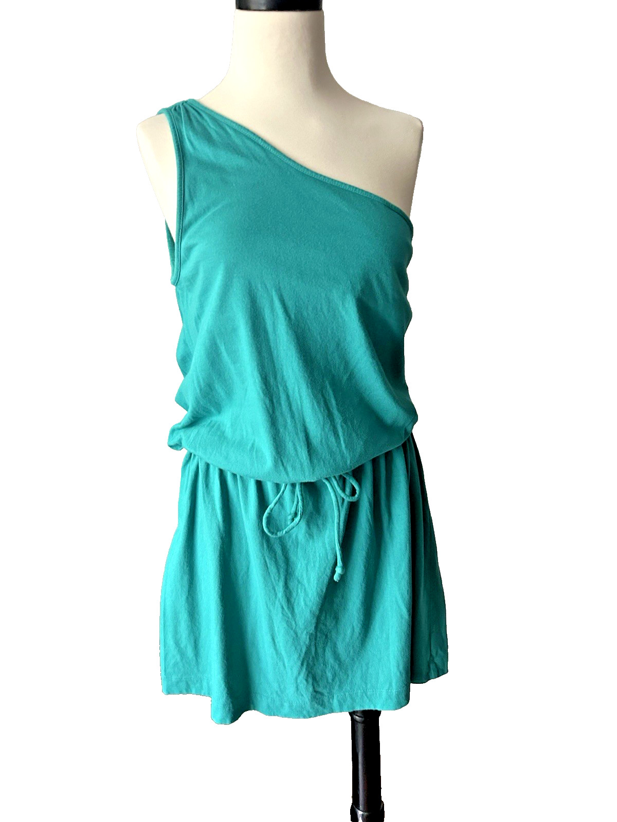 GAP Women’s One Shoulder Stretch Cotton Blend Dress Teal Size Medium