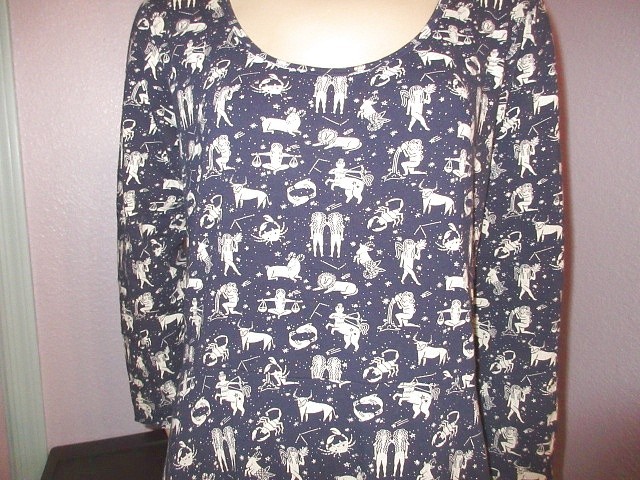 Vtg Mata Celestial Astrology Signs Dress Size L Horoscope Cosmic Astral Lunar