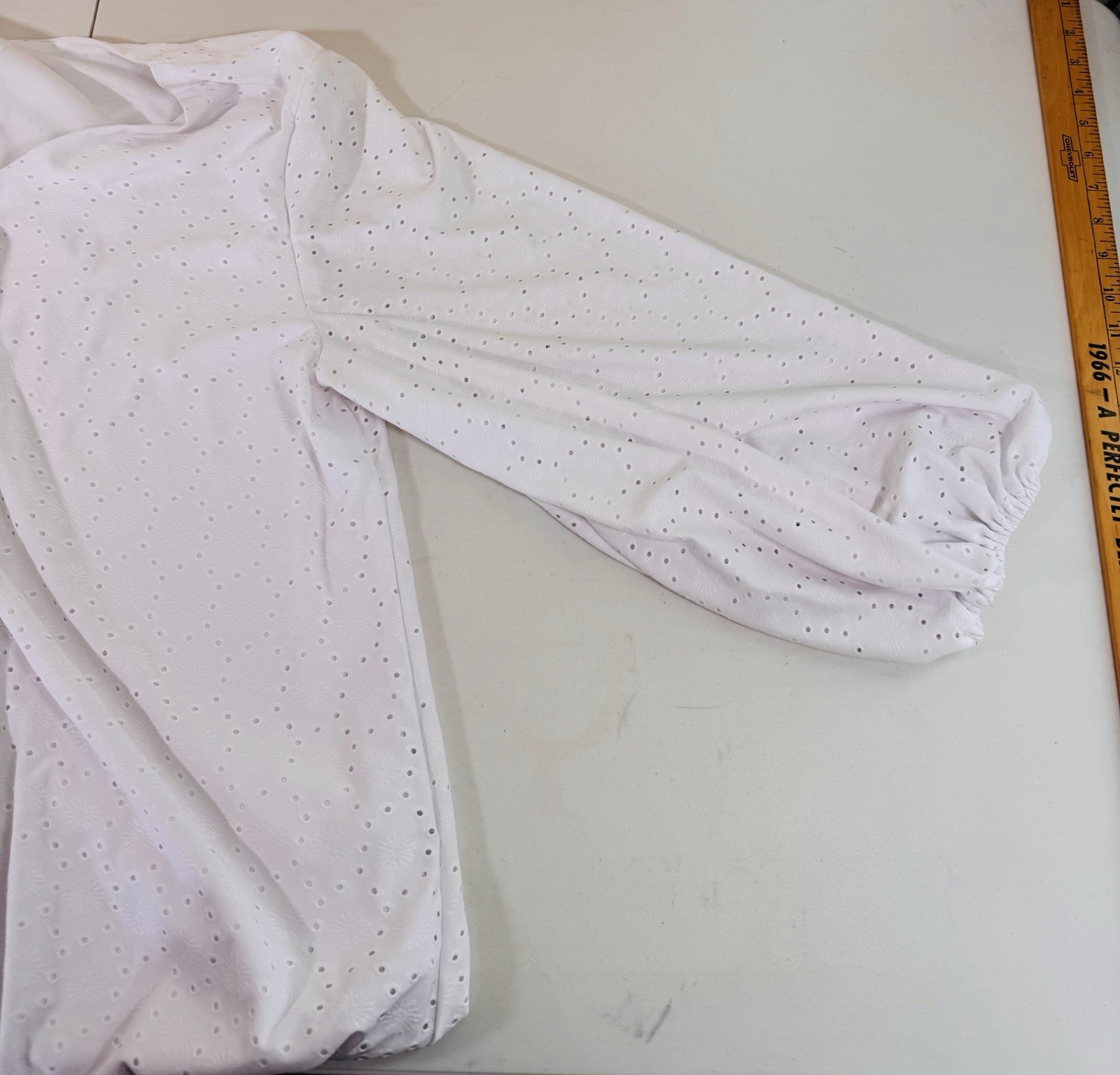 Women’s Plus White Lined Eyelet Lace Dress Sz 2XL SHEIN CURVE Bishop Sleeve