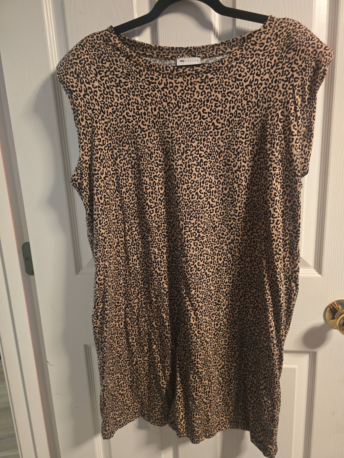 Asos Design Leopard Print Midi Aleeveless Dress, M, with Shilder Pads, Excellent