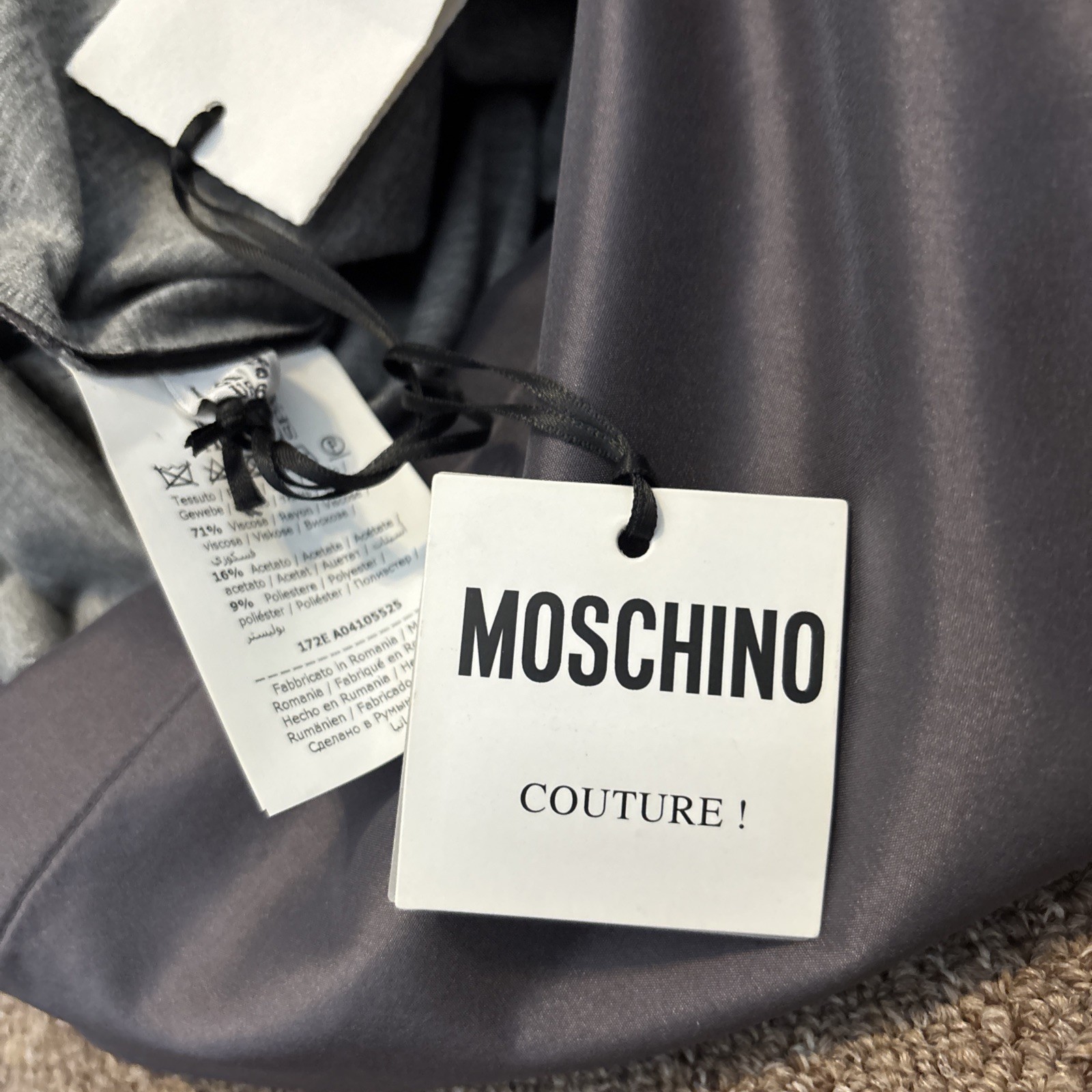 MOSCHINO COUTURE ! Grey Dress – $1260 – Brand New With Tags – Size 40