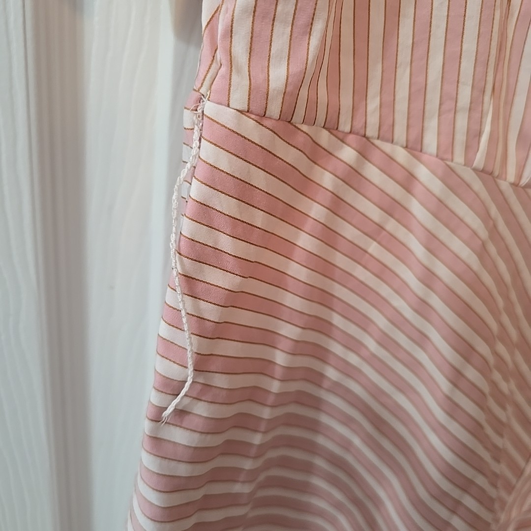 Brooks Brothers Pink White Striped Poplin Elbow Sleeve Shirt Dress Size 10
