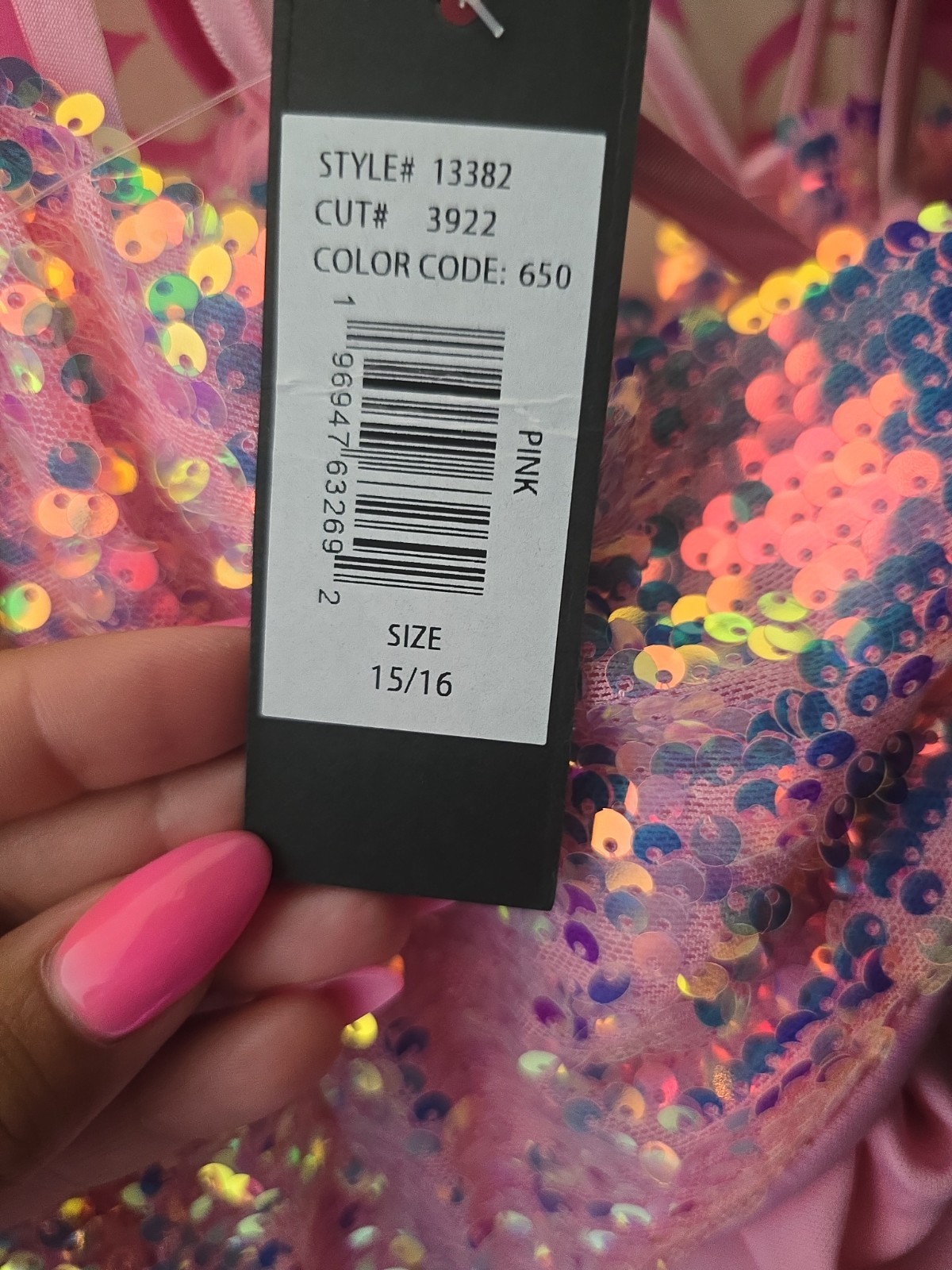 Jump Apparel Formal Pink Ombre Sequins Dress 15/16 Lg/Xl