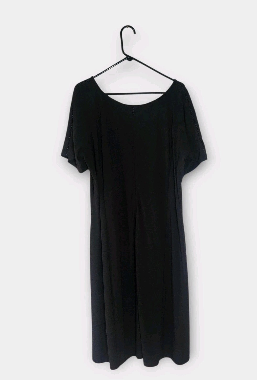 Dennis By Dennis Basso Black Short Sleeve Beaded Neckline Dress Plus Size 22W