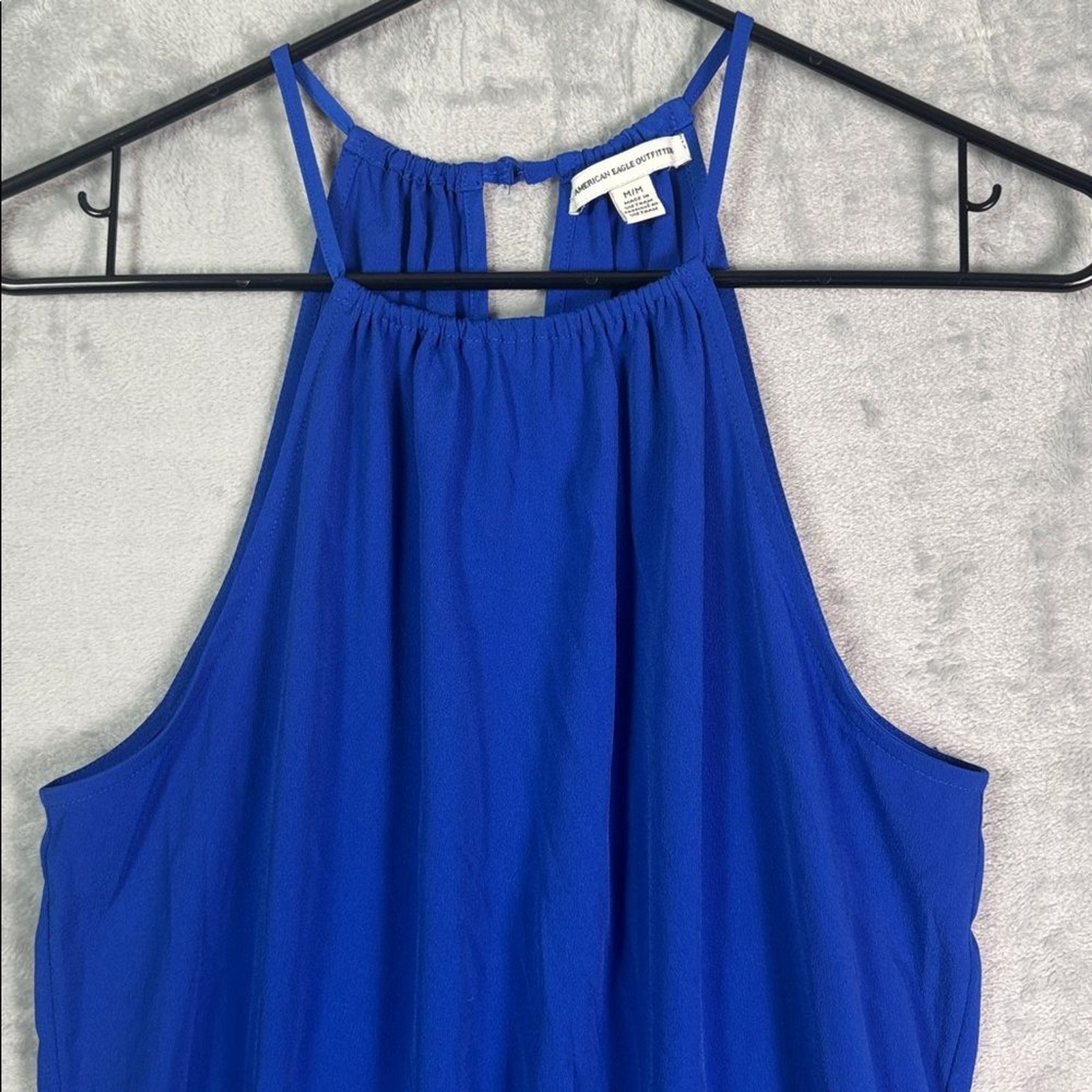 American Eagle Royal Blue Halter Rouched Waist Dress Lightweight Size Medium