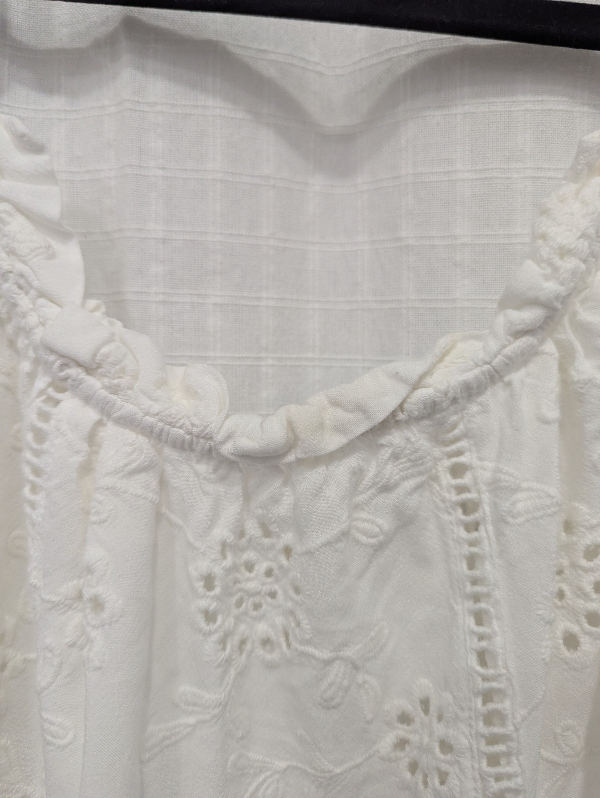 Nicole Miller Atelier White Floral Eyelet Tiered Peasant Mini Dress Babydoll Med
