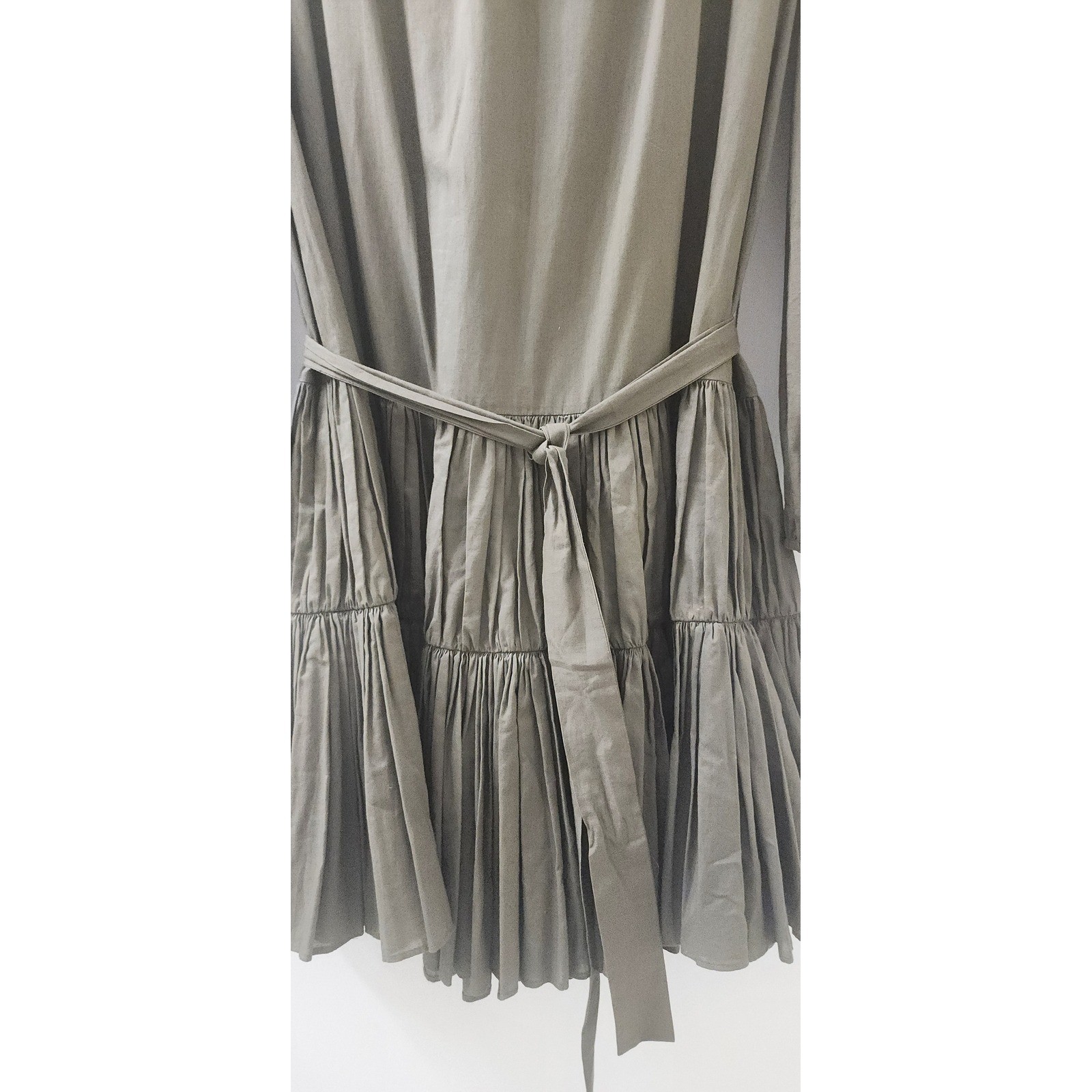 Maje Olive Green Ruffle Tiered Mini Dress Long Sleeve Belted Size 36 US 4 6