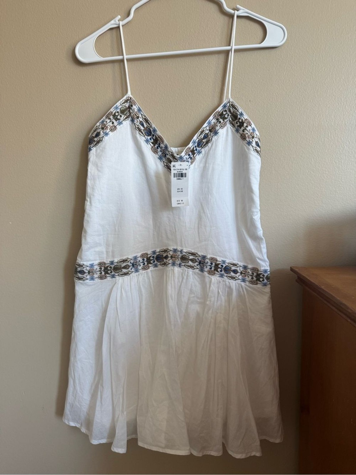 Abercrombie & Fitch White Embroidered Skort Dress V-Neck Spaghetti Strap XS NWT