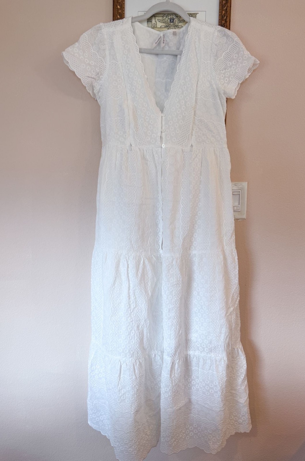 Seraphine Maternity Nursing White V-Neck Broderie Anglaise Midi Dress 6