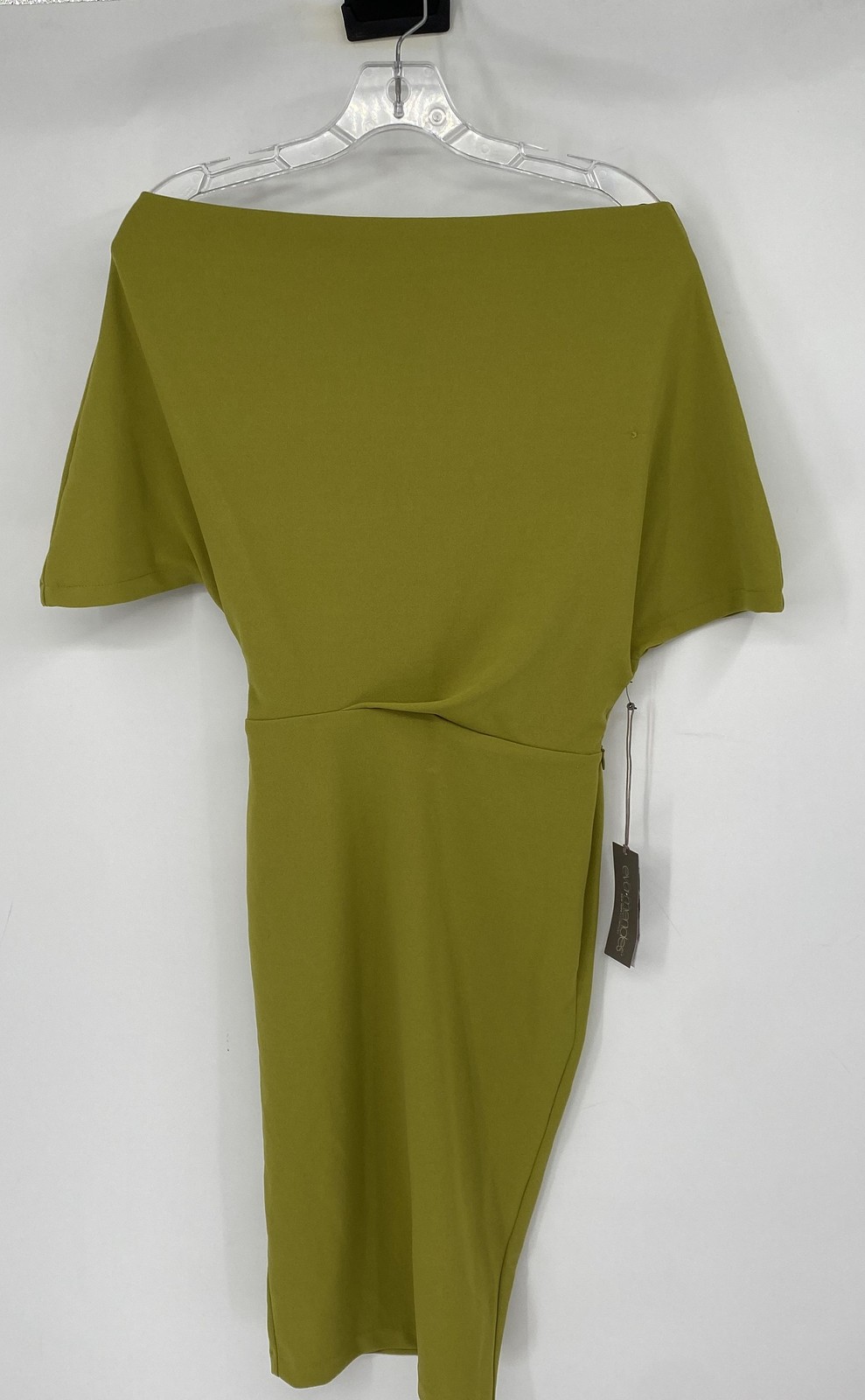 Eva-Mendes Womens Green Short Sleeve Boat Neck Stretch Sheath Dress Size XS