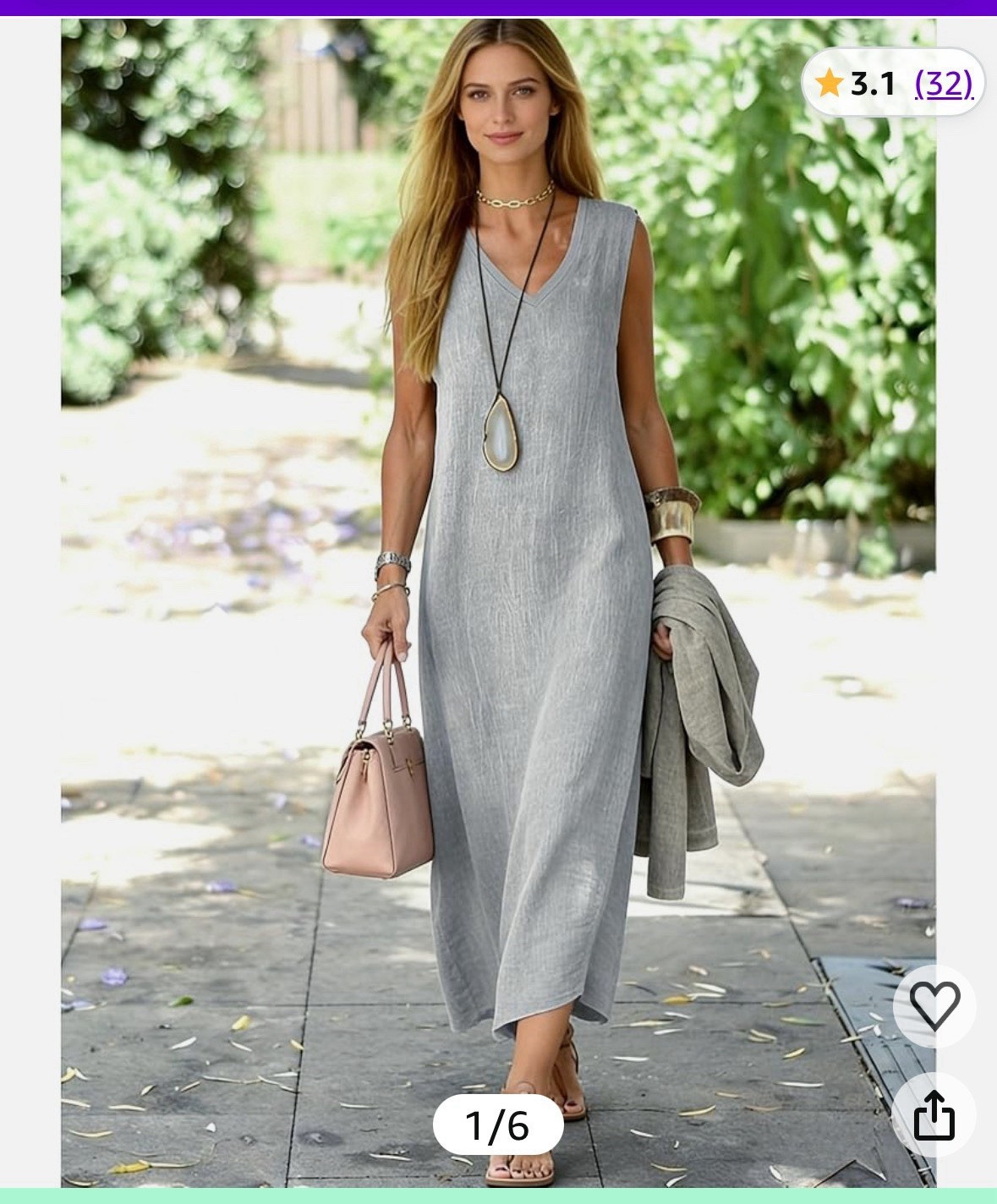 Women’s Gray Solid V-Neck Sleeveless Maxi Dress Long Length Plus 3XL