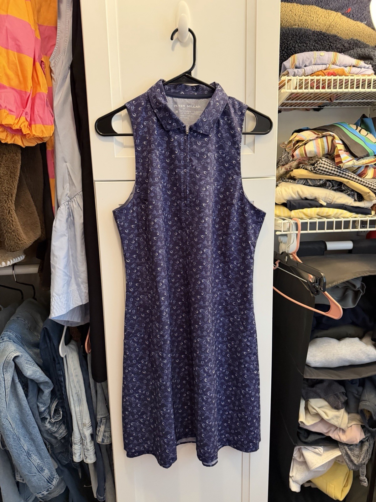 NEW Peter Millar Carner Tossed Paisley Sleeveless Sport Golf Dress Medium UPF 50