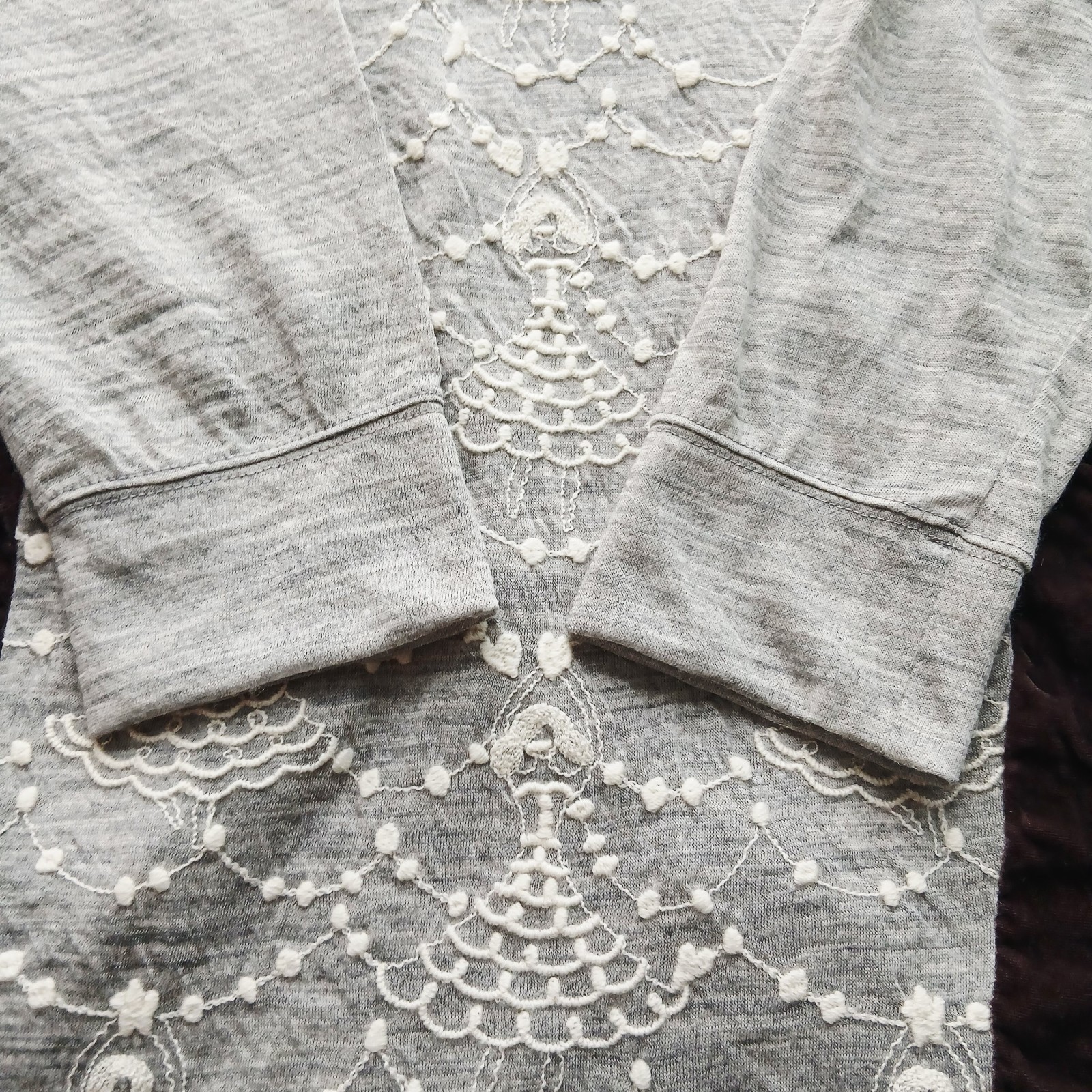 Tsumori Chisato Tunic dress Embroidered Ballerina Size Wool Gray Silk Velvet
