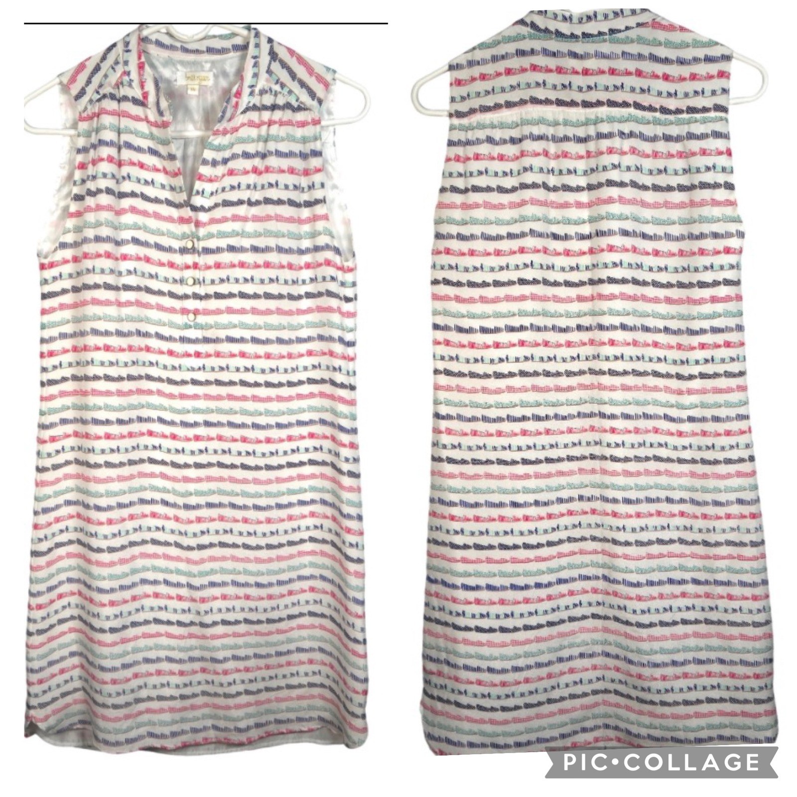 Britt Ryan Silk Dress Sleeveless Shift White Sneakers Quirky Artsy Preppy XS