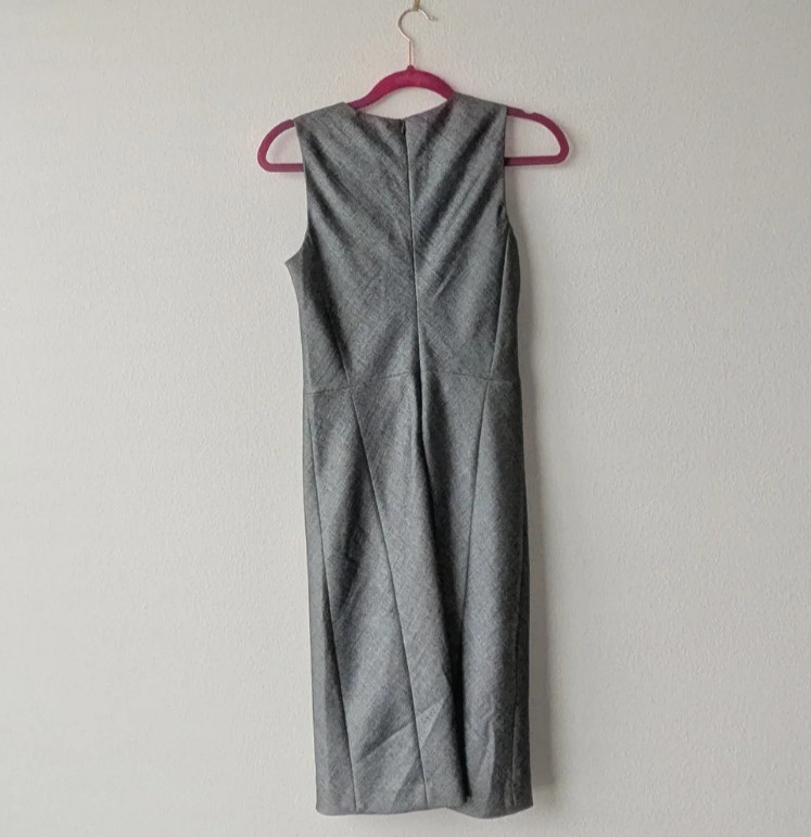 Theory Glipin Ginko Wool Silver Charcoal Sheet Dress 2