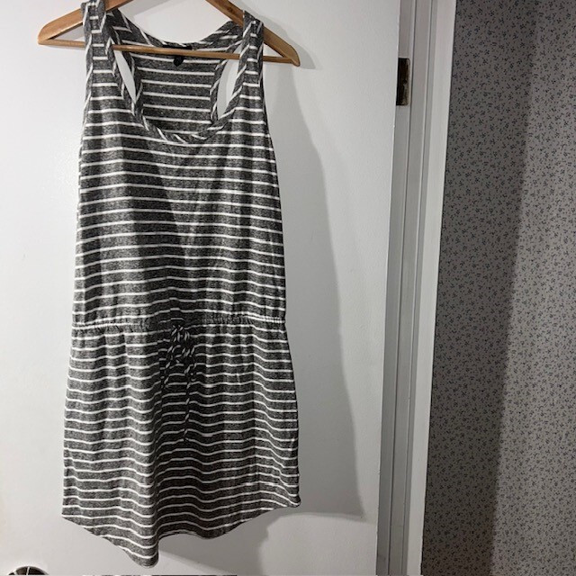 GAP Sleeveless Tank Stripe Dress Size M Medium Multi Gray & White EUC
