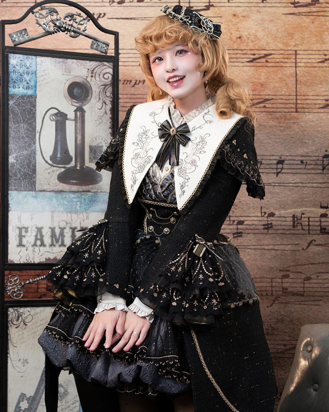 NWT Fantastic Wind EGL Gothic Lolita JSK Dress + Bolero Embrodied Nun 2PC Set