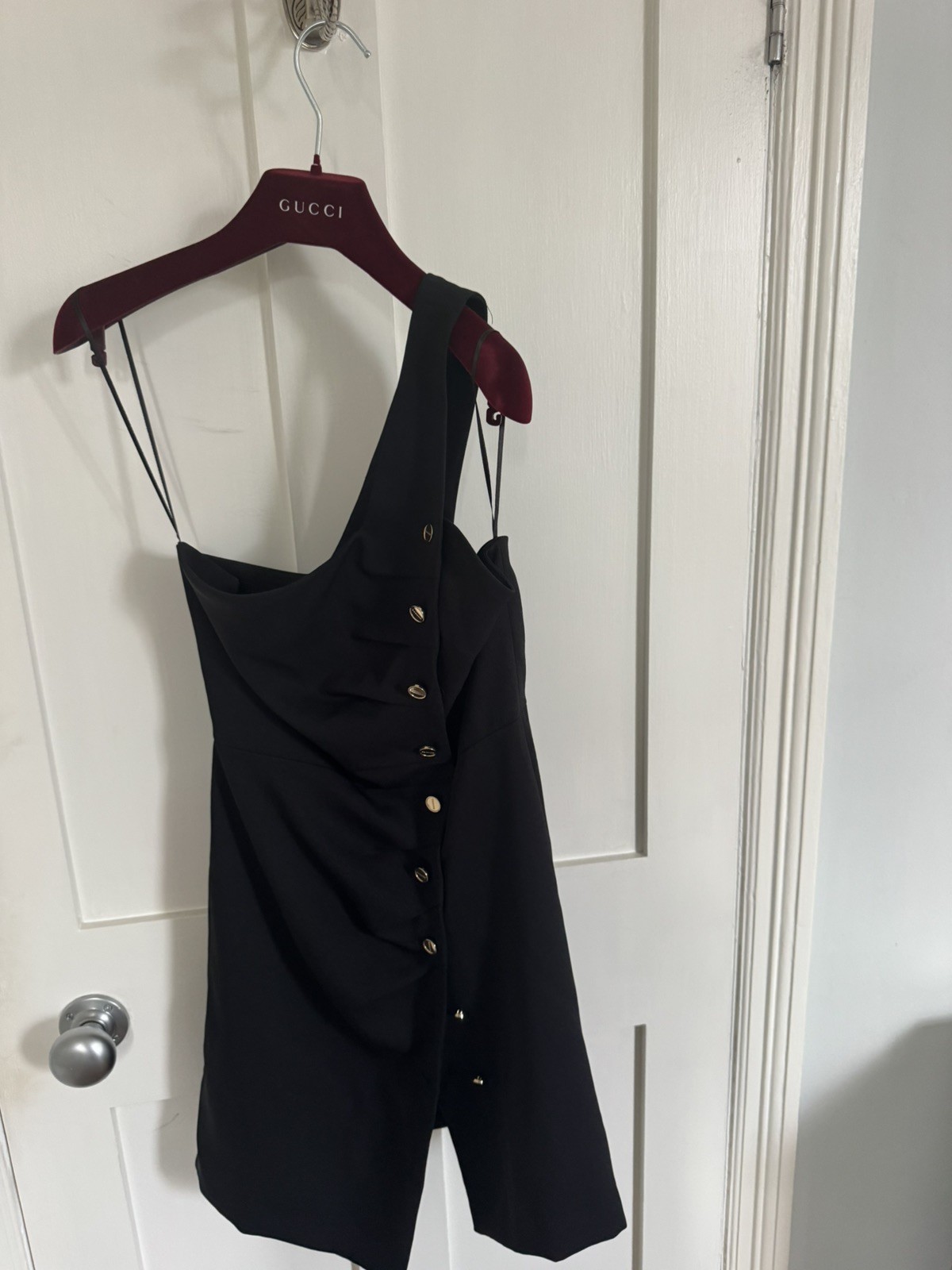 SANDRO Melinda Dress Women EU34 Black One Shoulder Button Up Mini