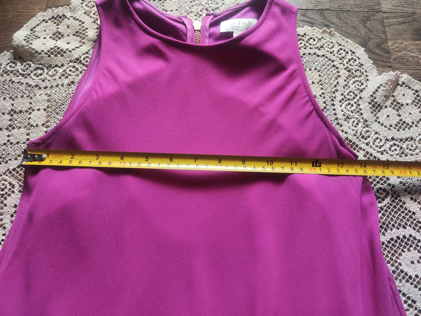 Ted Baker Fuchsia Asymmetrical Shift Dress Size 1 US 4 Viscose Blend Chiffon