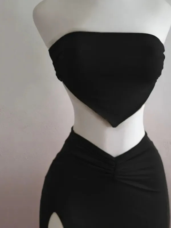 Strapless Backless Crop Top High Waist Skirt 2 Piece Set Women Summer Sexy Slim