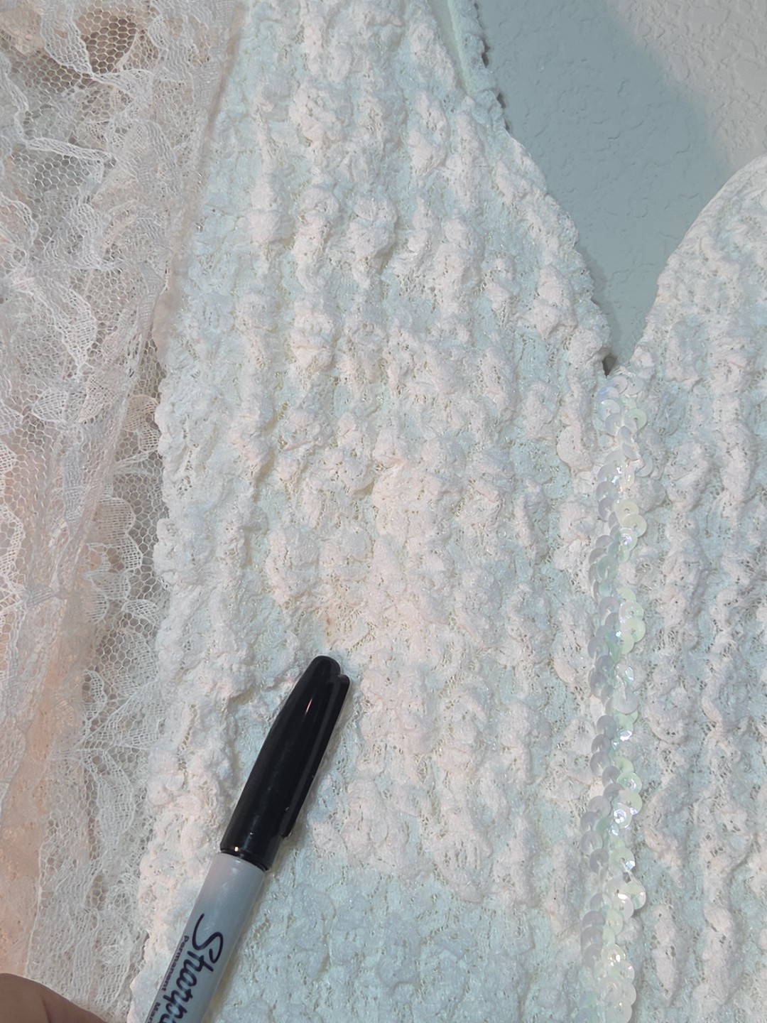 Vtg NOS ONON 80s Lace Sequins 100% Acetate Dress Formal Small Sz 3 USA Made NWT