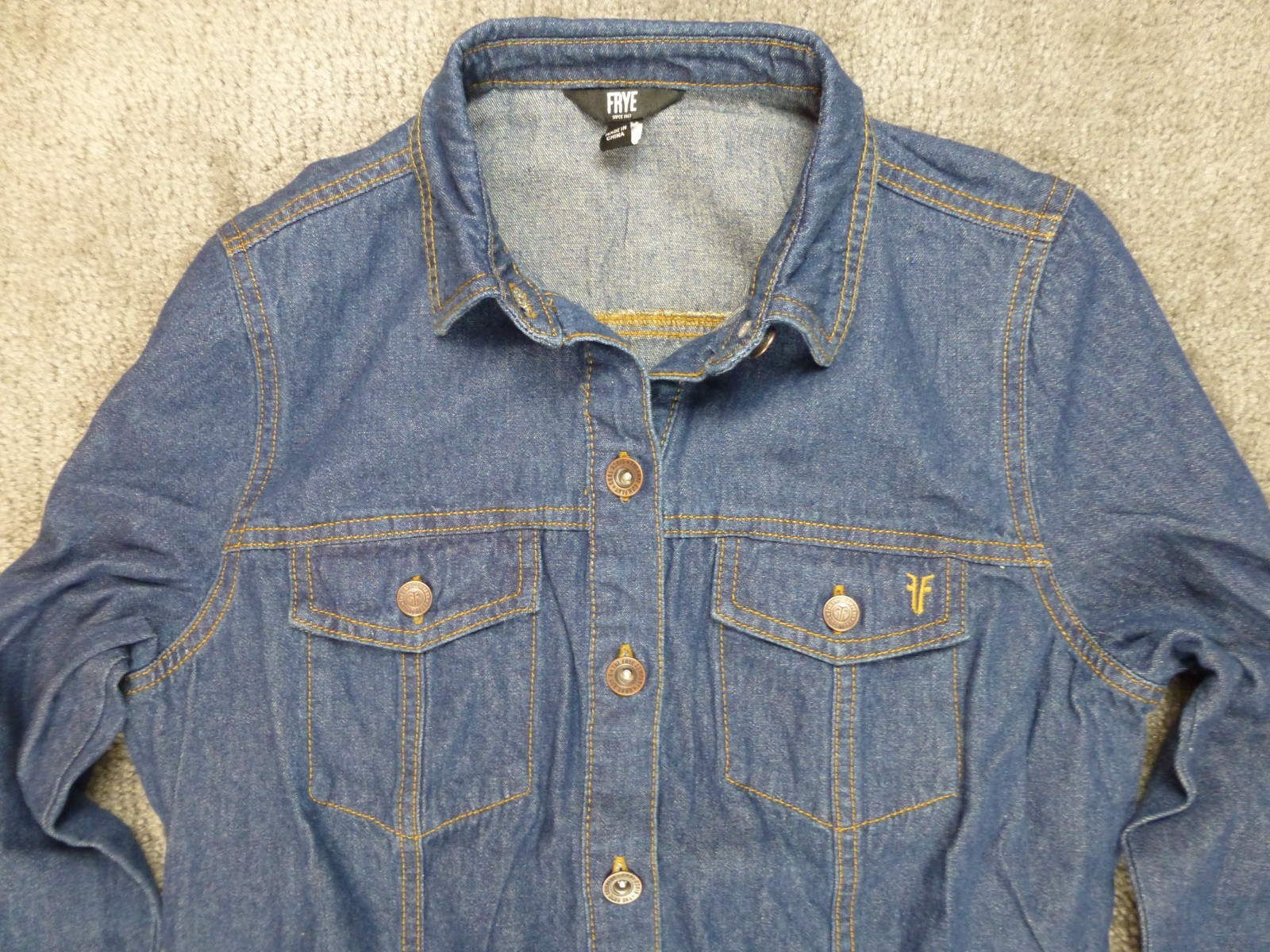 Frye Women’s Denim Midi Button Down Dark Wash Jean Dress Small Chambray Casual