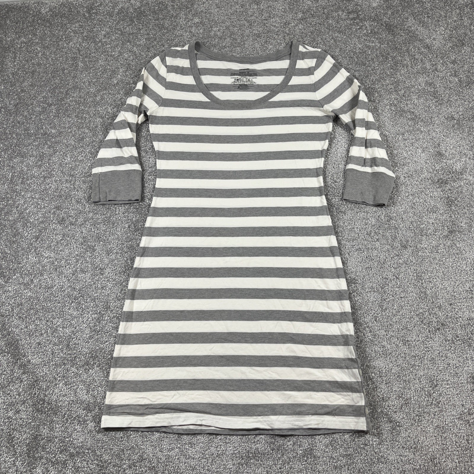 Patagonia Dress Womens Medium 3/4-Sleeved Au Bateau Stripe Cotton Blend Stretch