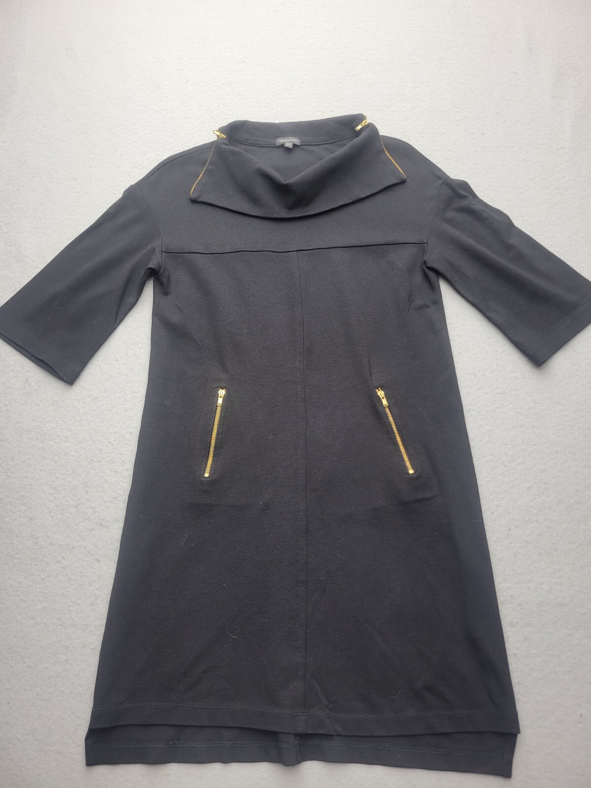 Komarov Women Dress XS Black A-Line Half Sleeve Knee Length Rayon Blend USA