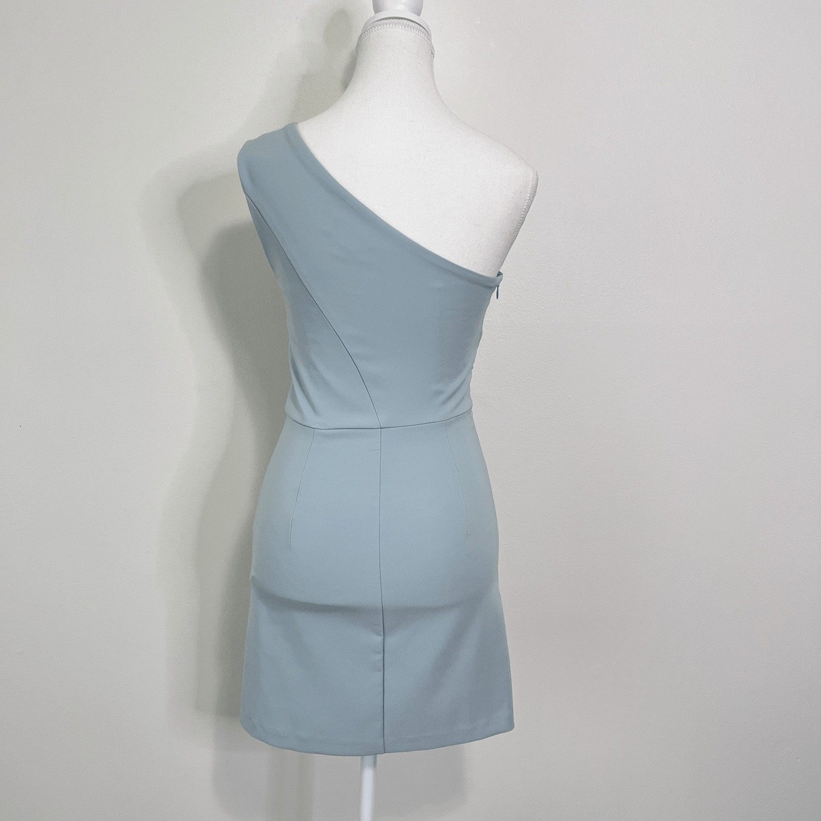 Michael Costello x REVOLVE Ava One Shoulder Mini Dress Size S Ice Blue Party