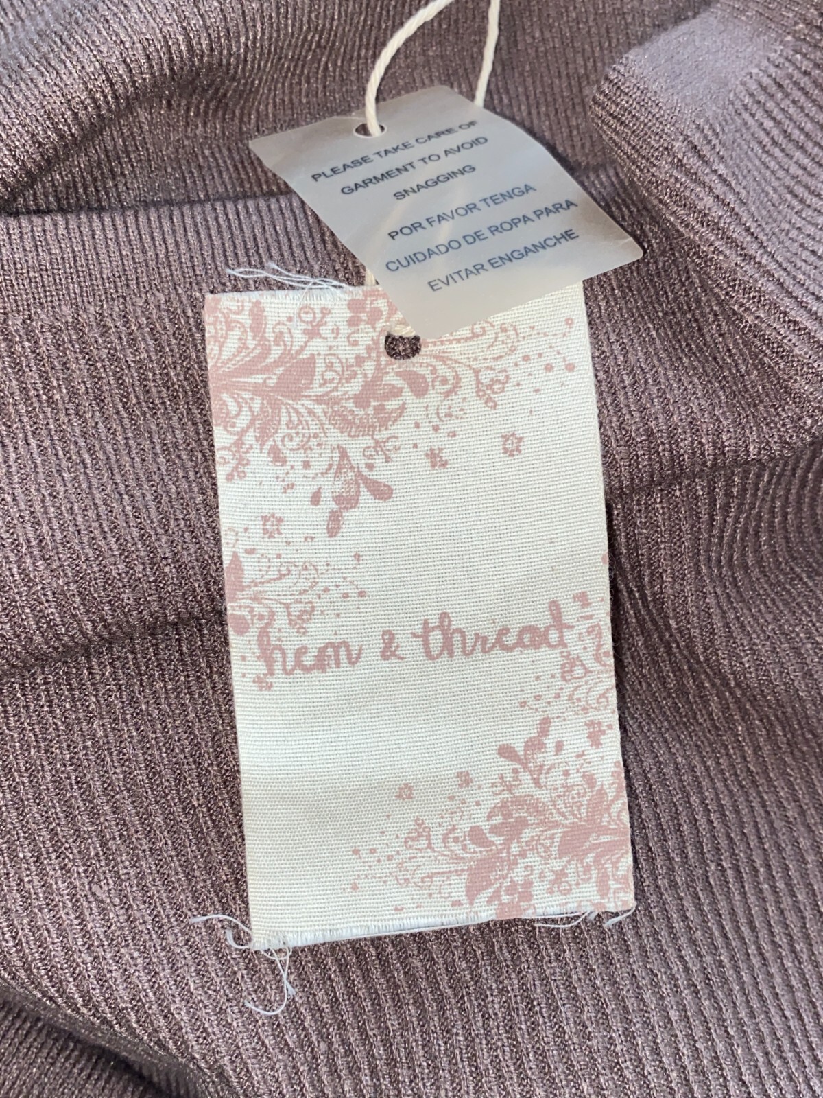 Hem & Thread Dress Size Large Long Sleeve Brown