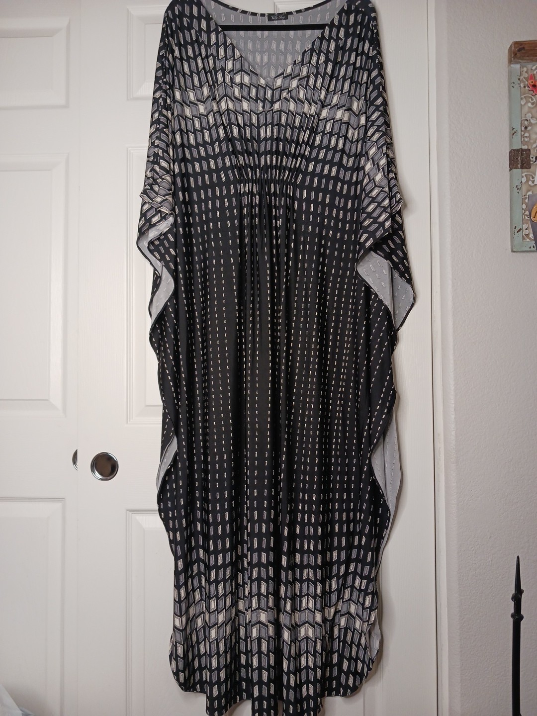 kaftan Loungewear dress one size fits all geometric black Grays whites