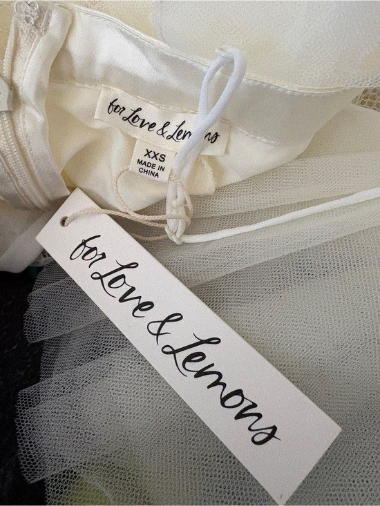$489 NWT For Love And Lemons “Maxine” Tulle Maxi Dress in Ivory Sz XXS